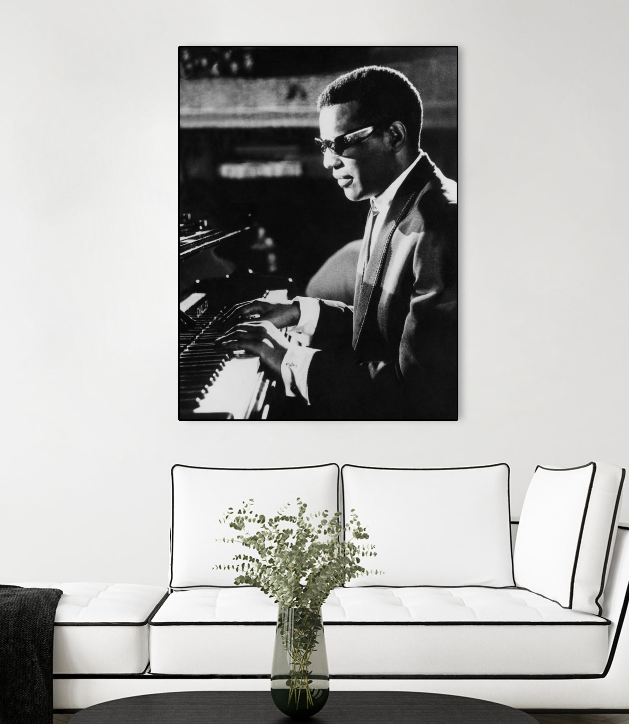 Ray Charles At The Piano by Bridgeman Images on GIANT ART - black and white photography
