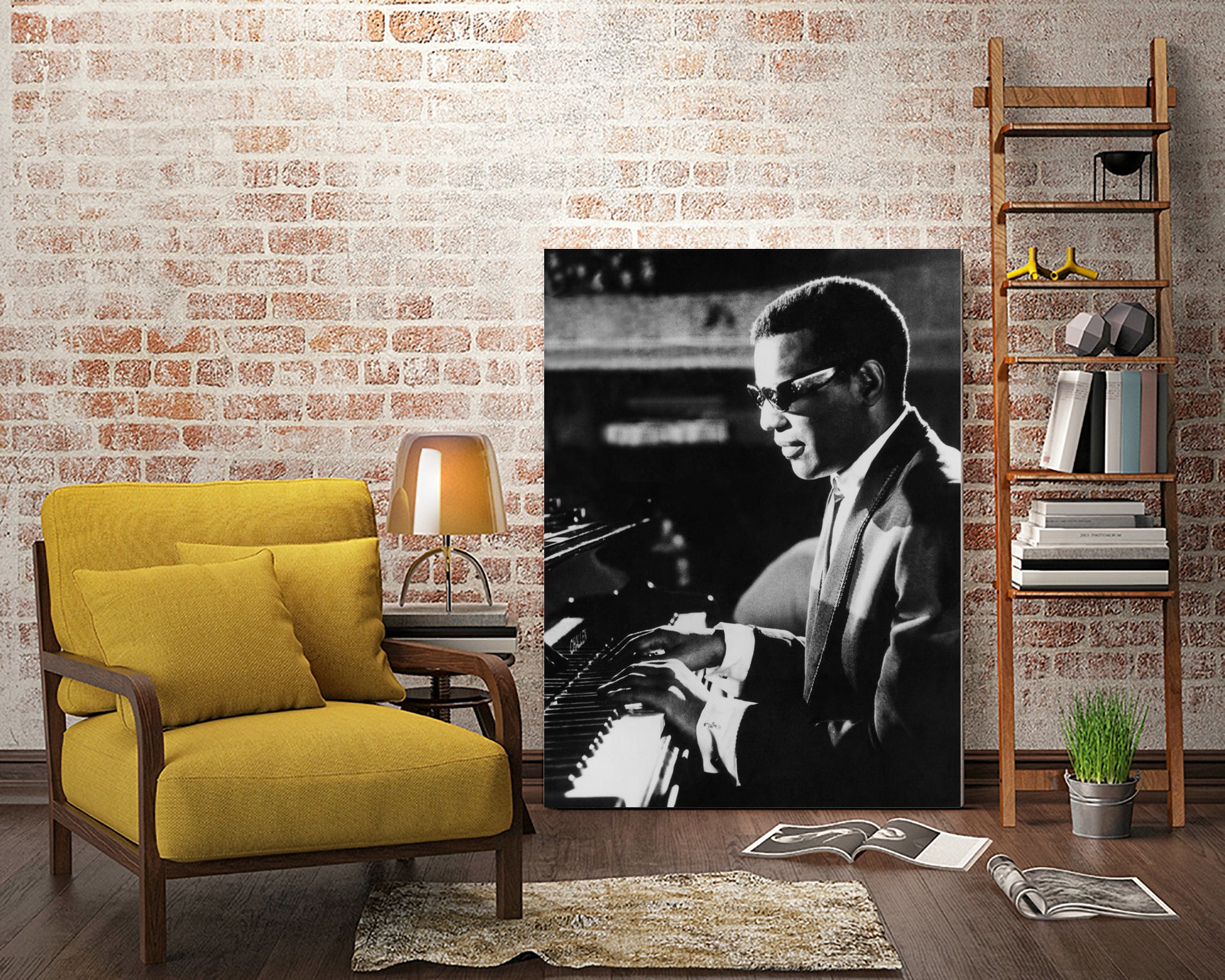 Ray Charles At The Piano by Bridgeman Images on GIANT ART - black and white photography