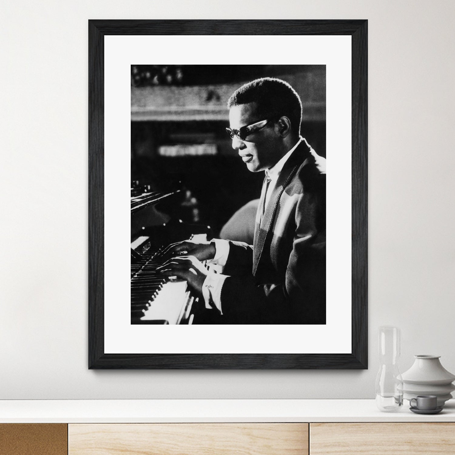 Ray Charles At The Piano by Bridgeman Images on GIANT ART - black and white photography