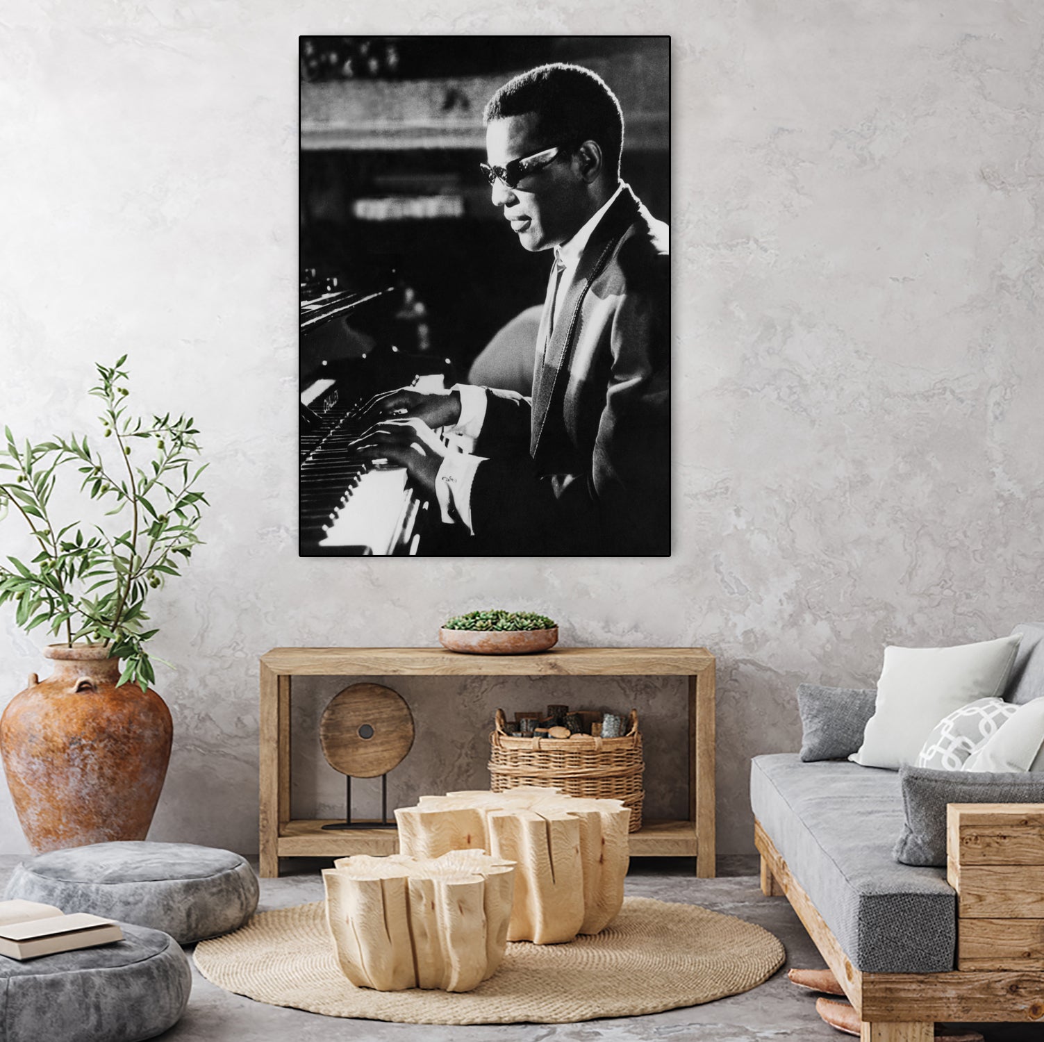 Ray Charles At The Piano by Bridgeman Images on GIANT ART - black and white photography