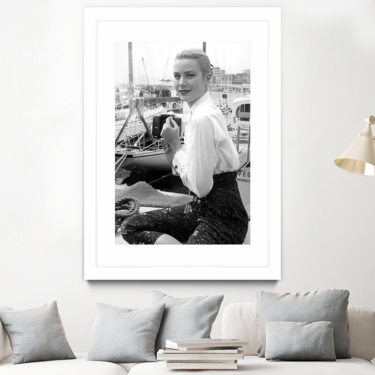 Grace Kelly During Cannes Festival on May 6, 1955 by Bridgeman Images on GIANT ART - black and white photography