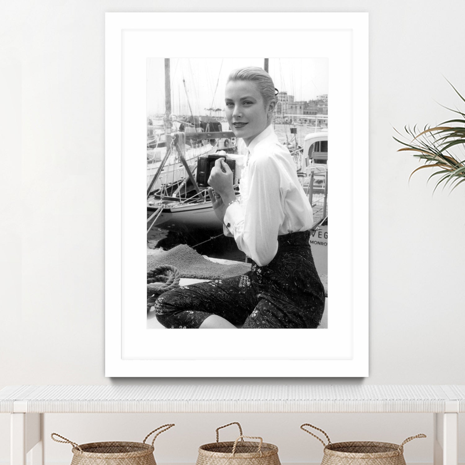 Grace Kelly During Cannes Festival on May 6, 1955 by Bridgeman Images on GIANT ART - black and white photography