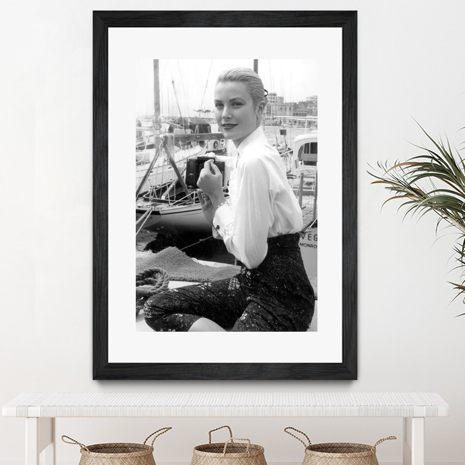Grace Kelly During Cannes Festival on May 6, 1955 by Bridgeman Images on GIANT ART - black and white photography
