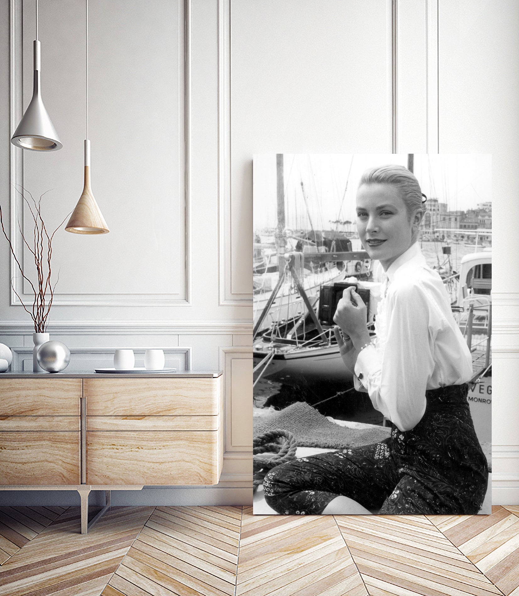 Grace Kelly During Cannes Festival on May 6, 1955 by Bridgeman Images on GIANT ART - black and white photography