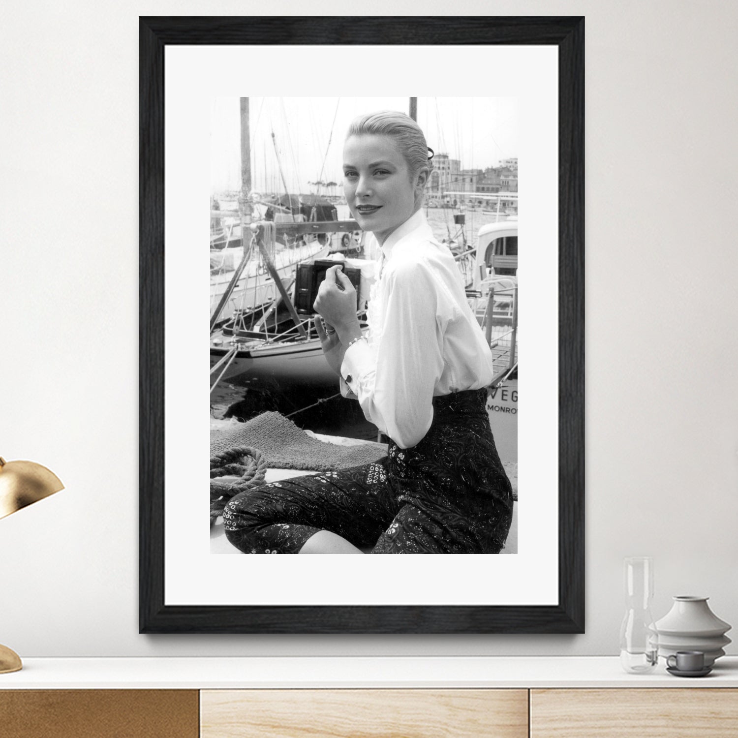 Grace Kelly During Cannes Festival on May 6, 1955 by Bridgeman Images on GIANT ART - black and white photography