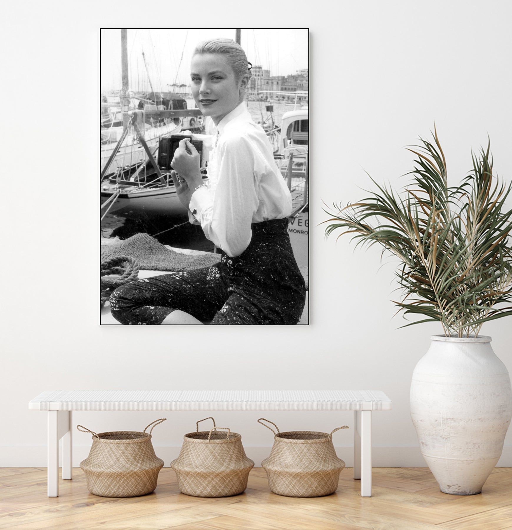 Grace Kelly During Cannes Festival on May 6, 1955 by Bridgeman Images on GIANT ART - black and white photography