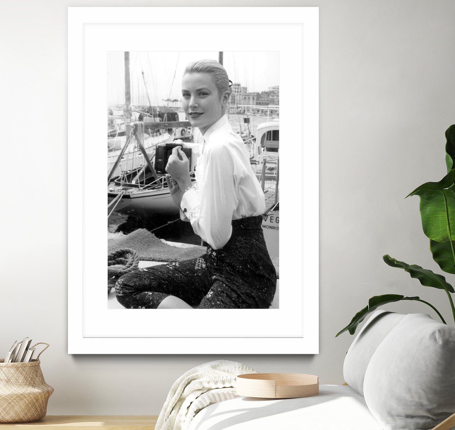 Grace Kelly During Cannes Festival on May 6, 1955 by Bridgeman Images on GIANT ART - black and white photography