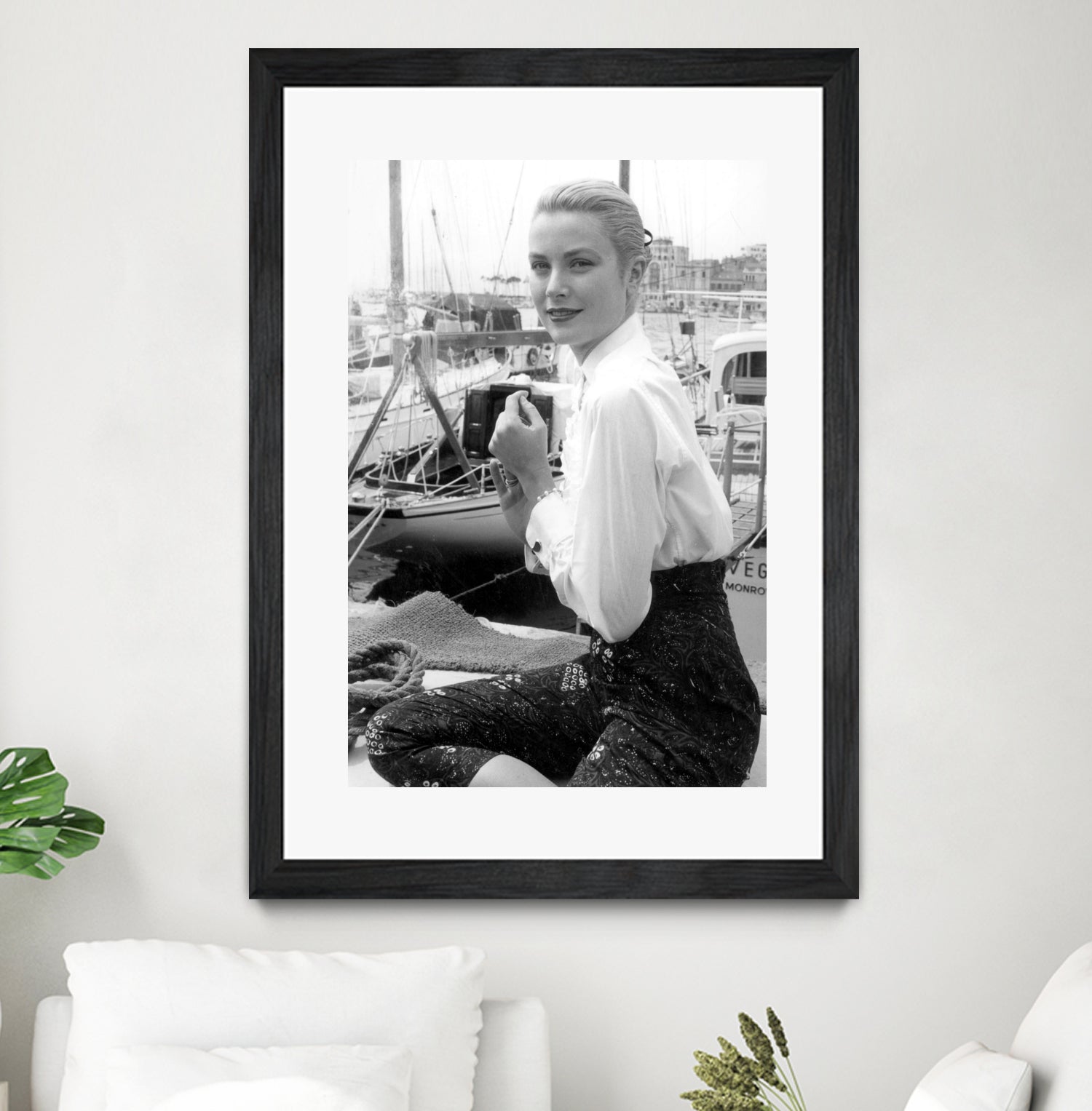 Grace Kelly During Cannes Festival on May 6, 1955 by Bridgeman Images on GIANT ART - black and white photography