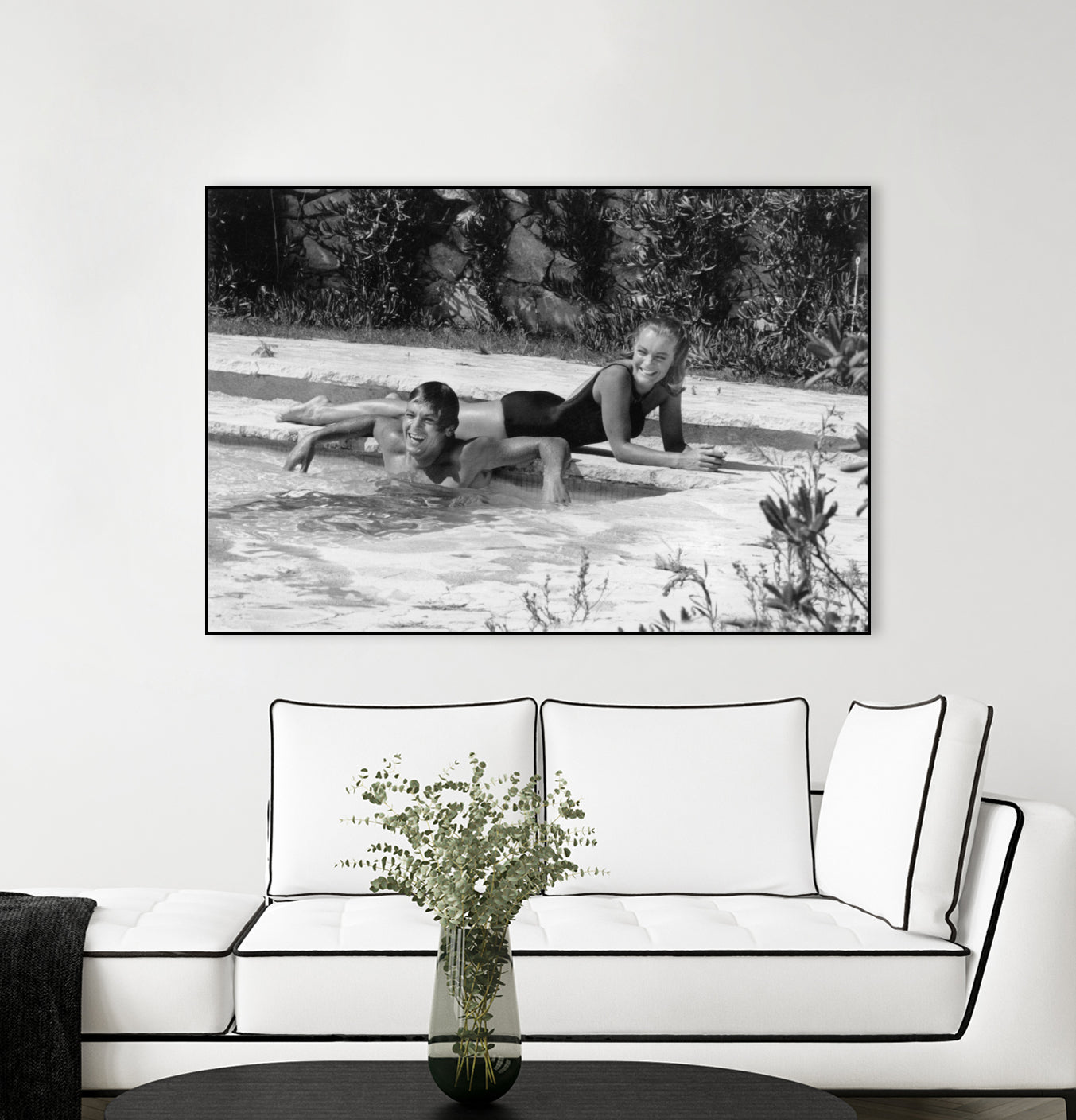 Romy Schneider and Alain Delon on set, 1968 by Bridgeman Images on GIANT ART - black and white photo