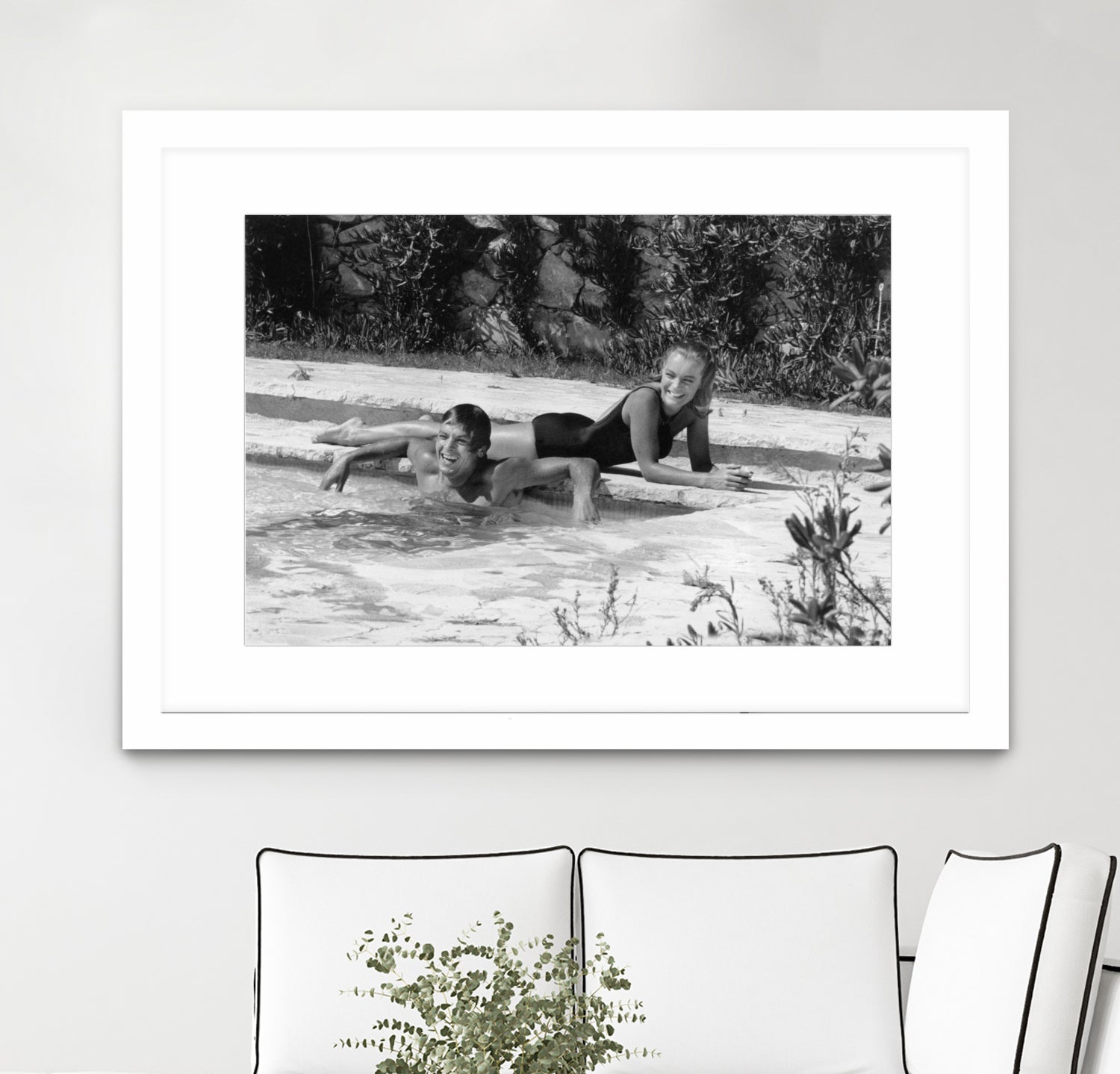 Romy Schneider and Alain Delon on set, 1968 by Bridgeman Images on GIANT ART - black and white photo