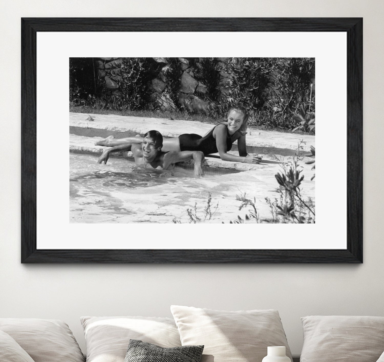 Romy Schneider and Alain Delon on set, 1968 by Bridgeman Images on GIANT ART - black and white photo