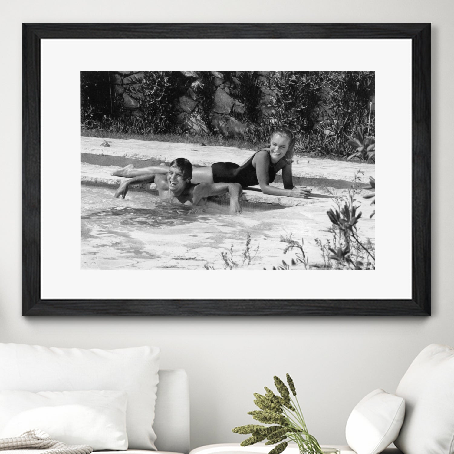 Romy Schneider and Alain Delon on set, 1968 by Bridgeman Images on GIANT ART - black and white photo