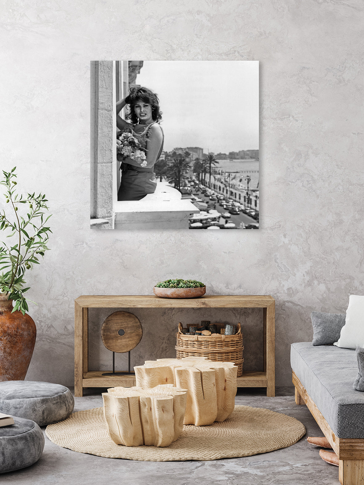 Sophia Loren during Cannes Festival on May 13, 1959 at The Balcony of Carlton Hotel by Bridgeman Images on GIANT ART - black and white photography