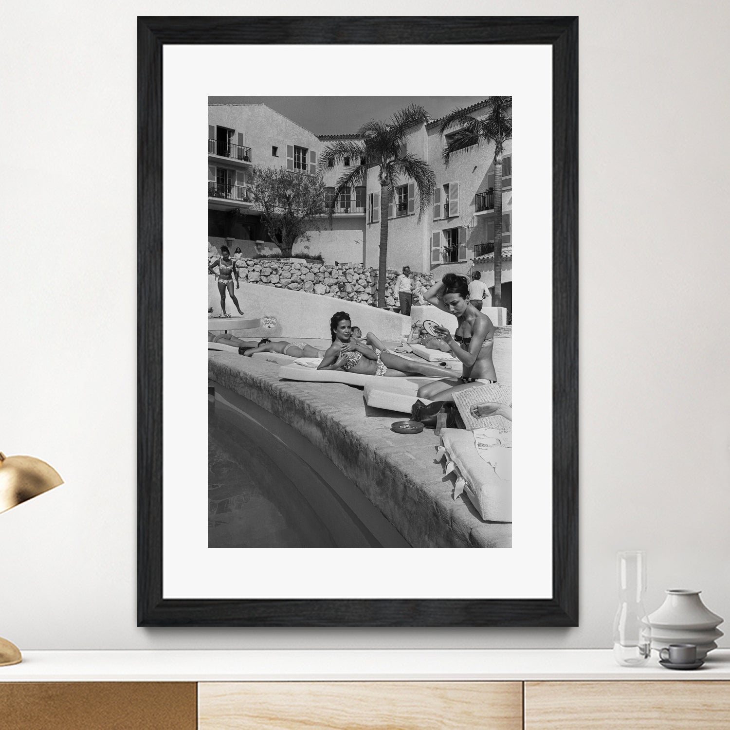 Opening of Famous Luxury Hotel Byblos in Saint Tropez in 1967 by Photo © AGIP / Bridgeman Images on GIANT ART - black and white photography