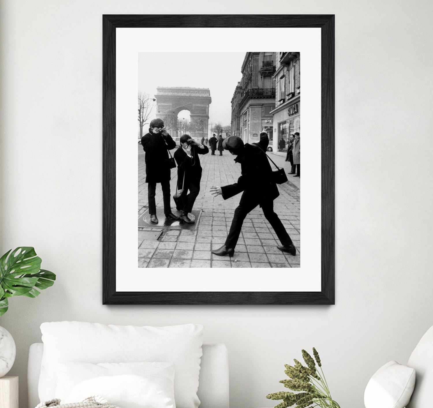 The Beatles in Paris : John Lennon Photographed By George Harrison and Paul McCartney on Champs Elysees in Paris January 15, 1964 by bridgeman Images on GIANT ART - black and white photography