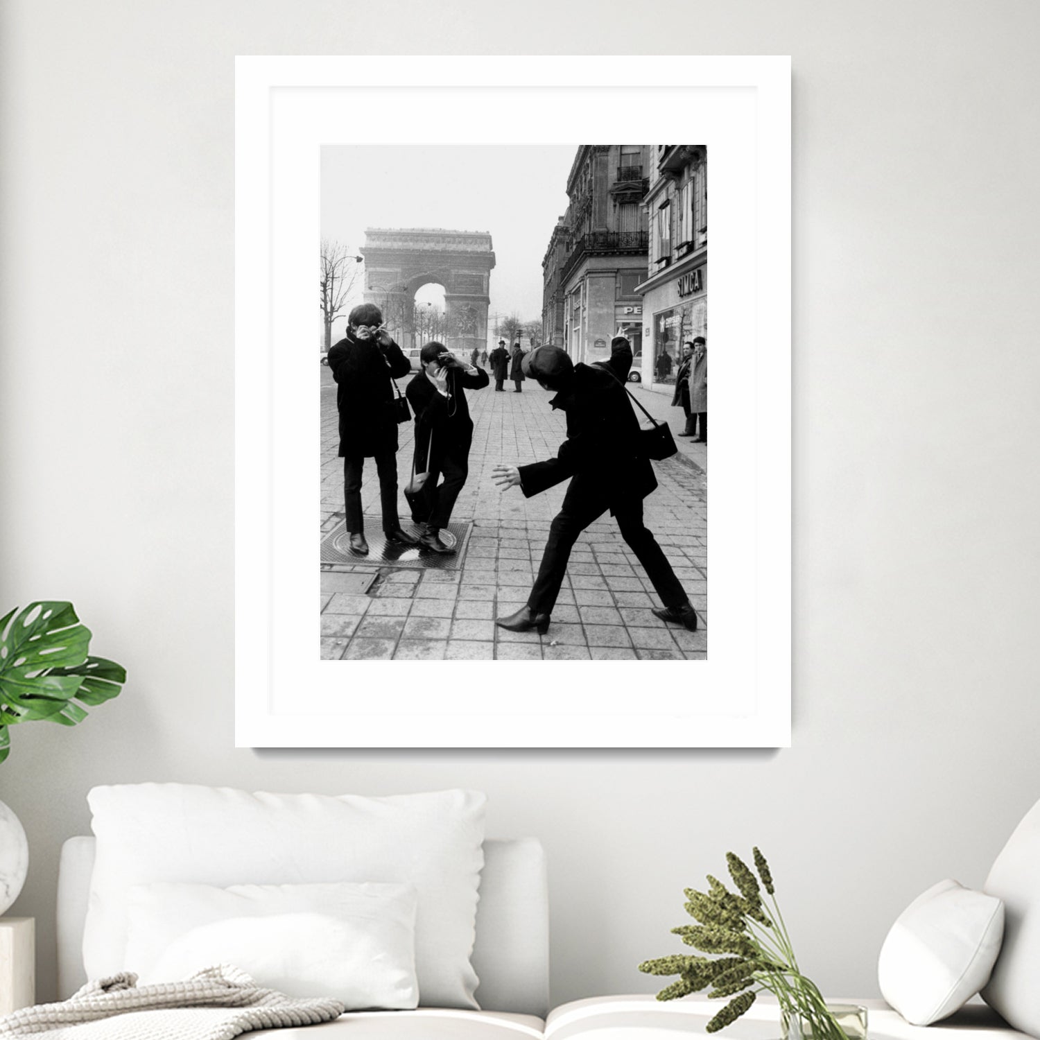 The Beatles in Paris : John Lennon Photographed By George Harrison and Paul McCartney on Champs Elysees in Paris January 15, 1964 by bridgeman Images on GIANT ART - black and white photography
