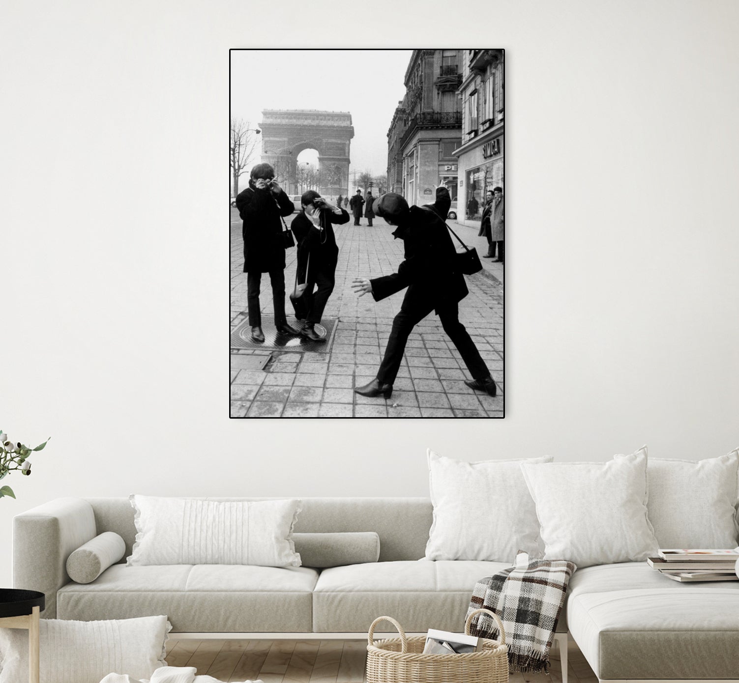 The Beatles in Paris : John Lennon Photographed By George Harrison and Paul McCartney on Champs Elysees in Paris January 15, 1964 by bridgeman Images on GIANT ART - black and white photography