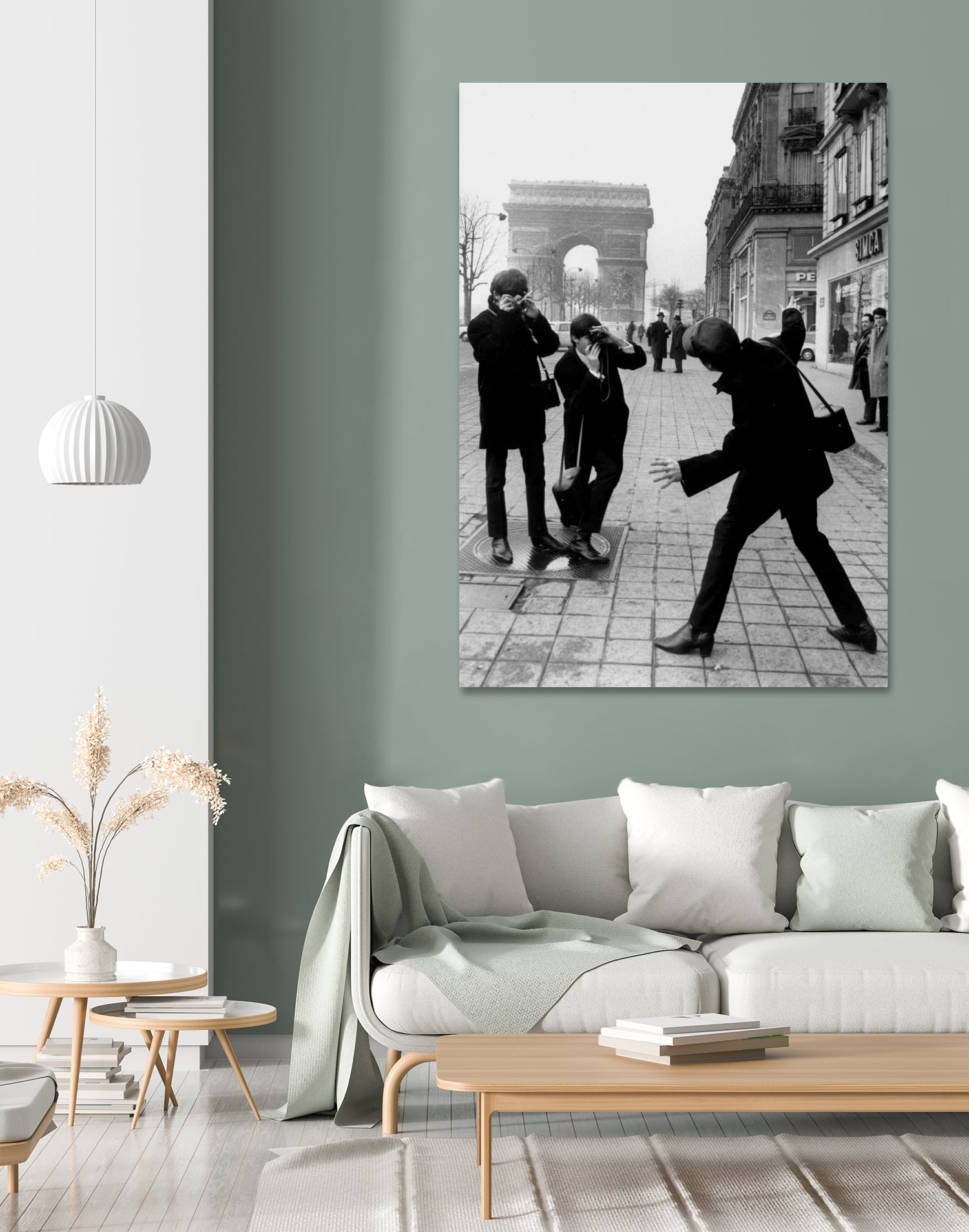 The Beatles in Paris : John Lennon Photographed By George Harrison and Paul McCartney on Champs Elysees in Paris January 15, 1964 by bridgeman Images on GIANT ART - black and white photography