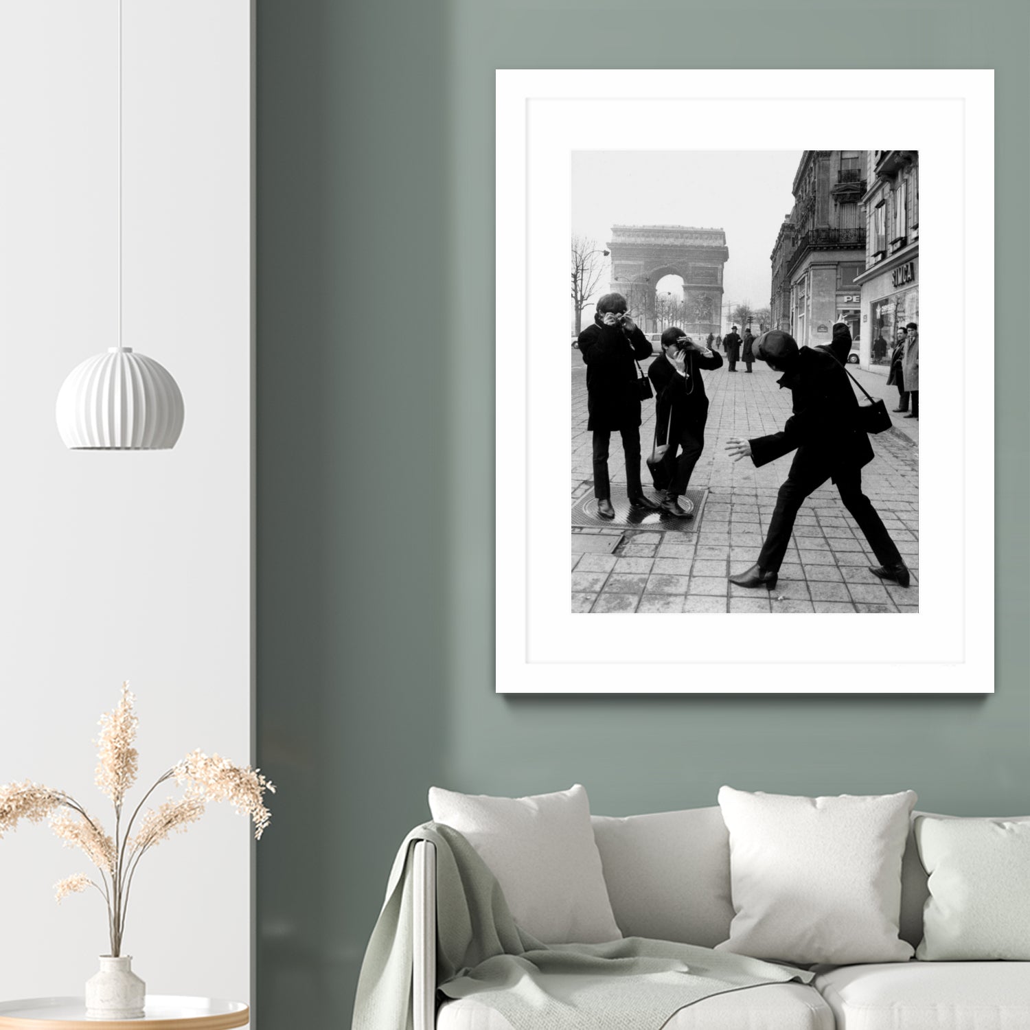 The Beatles in Paris : John Lennon Photographed By George Harrison and Paul McCartney on Champs Elysees in Paris January 15, 1964 by bridgeman Images on GIANT ART - black and white photography