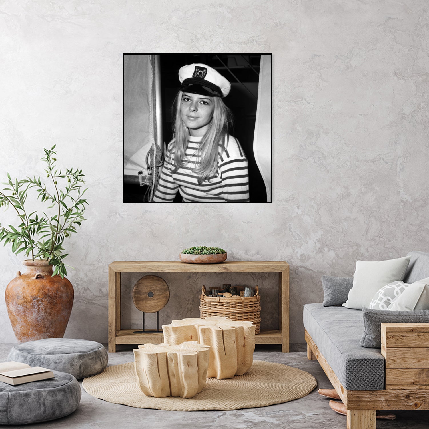 French Singer France Gall With Sailor Suit at Sailing Show, Paris, 17th January 1968 by Bridgeman Images on GIANT ART - black and white photography