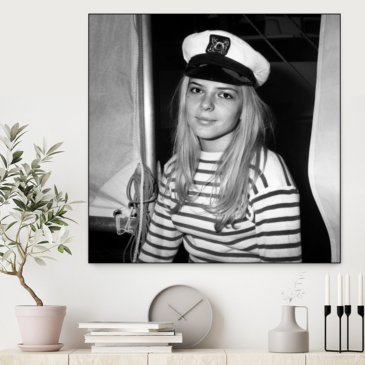 French Singer France Gall With Sailor Suit at Sailing Show, Paris, 17th January 1968 by Bridgeman Images on GIANT ART - black and white photography