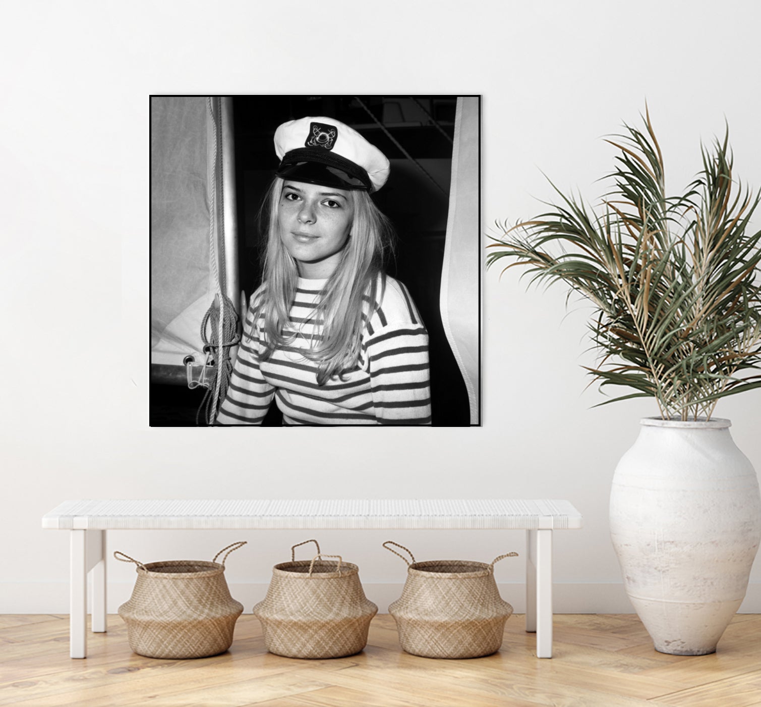 French Singer France Gall With Sailor Suit at Sailing Show, Paris, 17th January 1968 by Bridgeman Images on GIANT ART - black and white photography