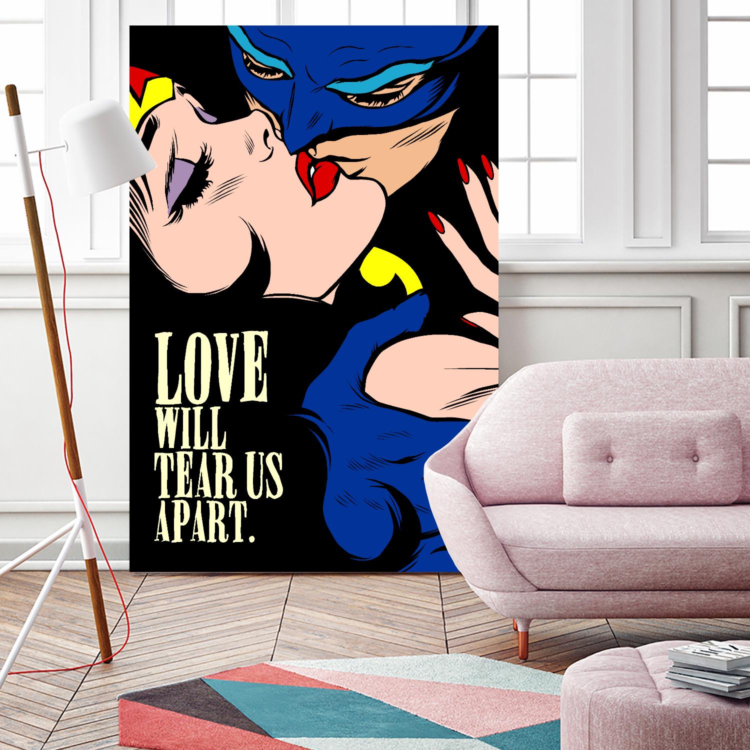 Love Vigilantes by Butcher Billy on GIANT ART - red digital batman kissing