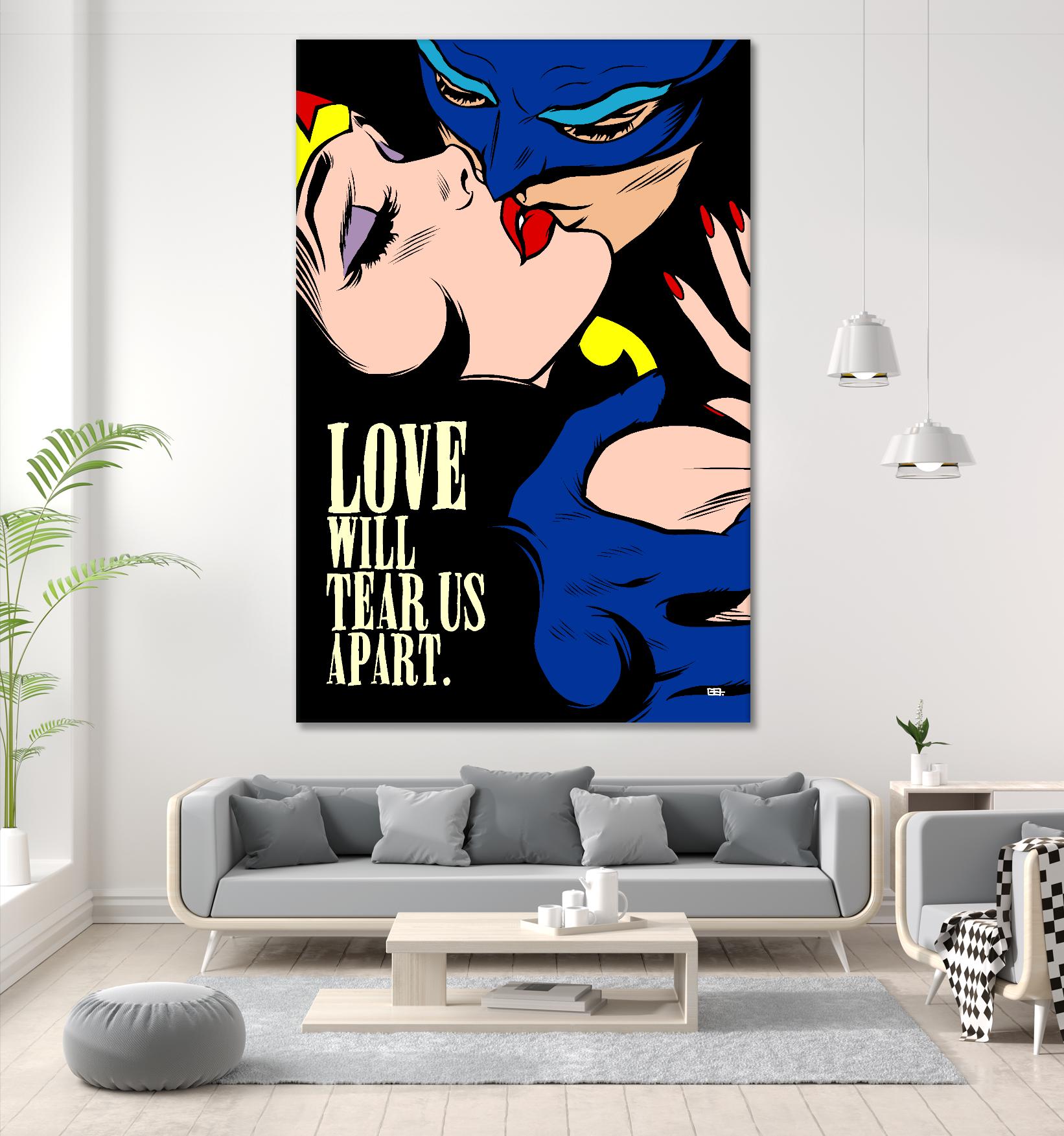 Love Vigilantes by Butcher Billy on GIANT ART - red digital batman kissing
