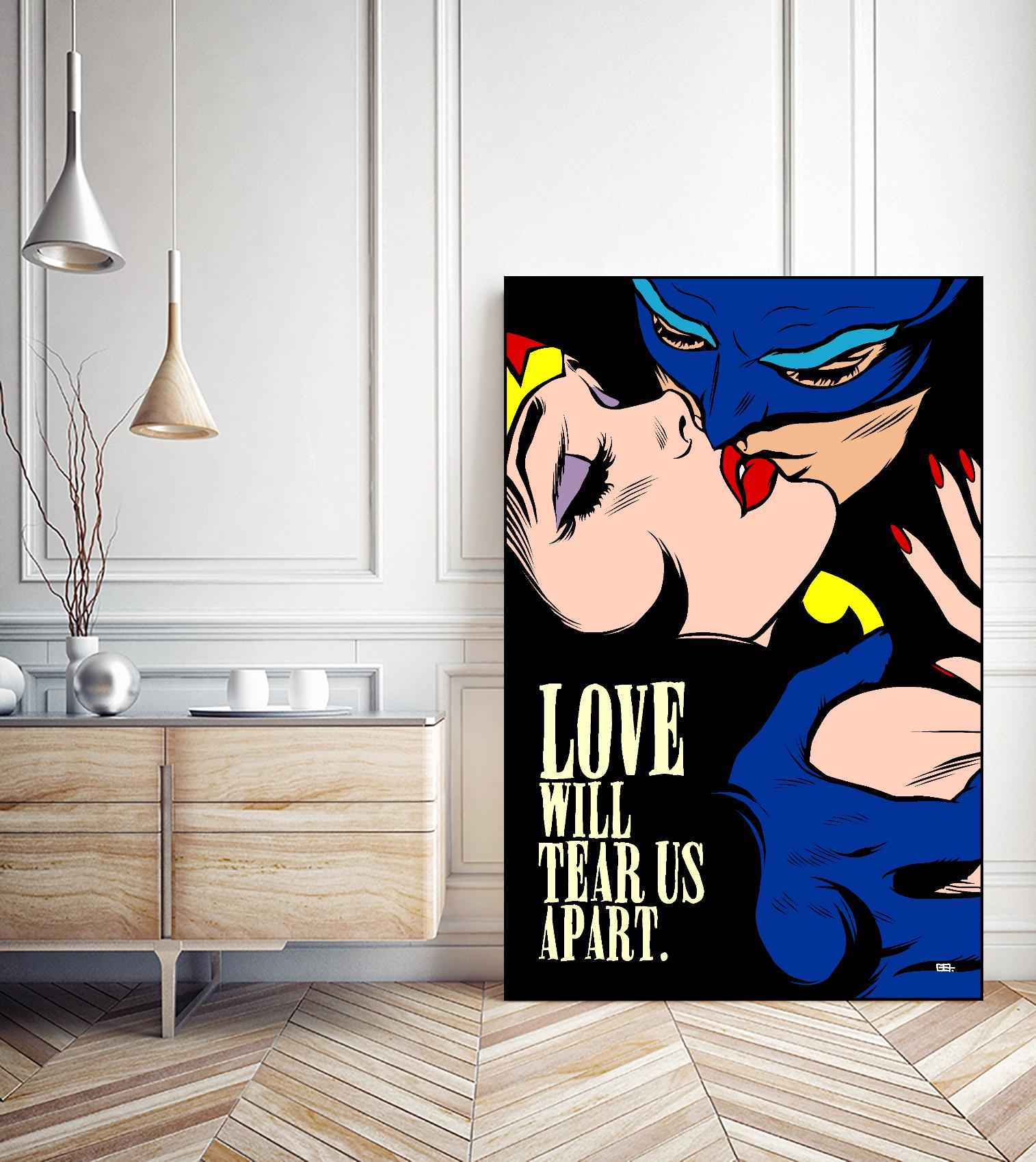 Love Vigilantes by Butcher Billy on GIANT ART - red digital batman kissing