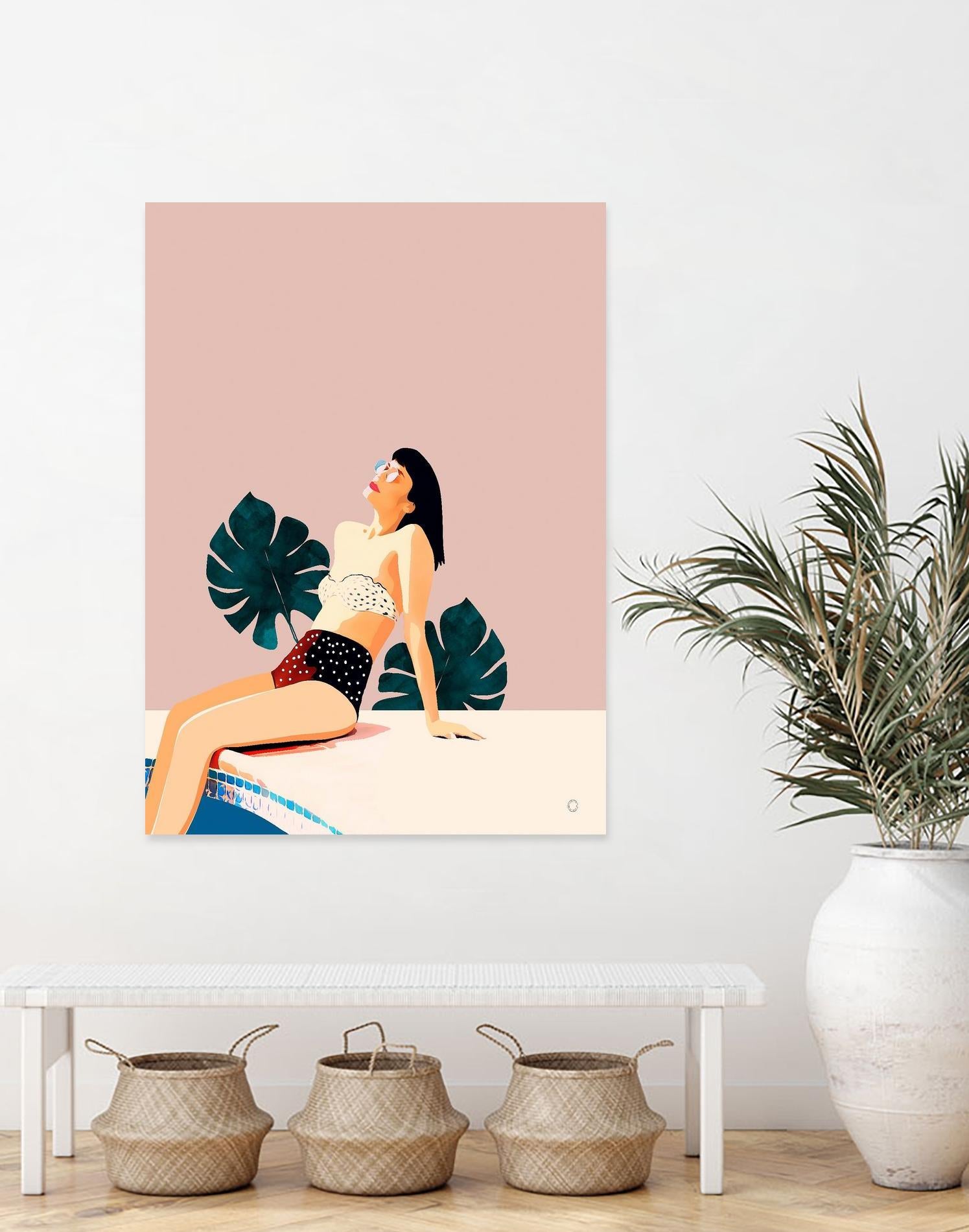 Sunday by 83 Oranges on GIANT ART - pink illustration pool