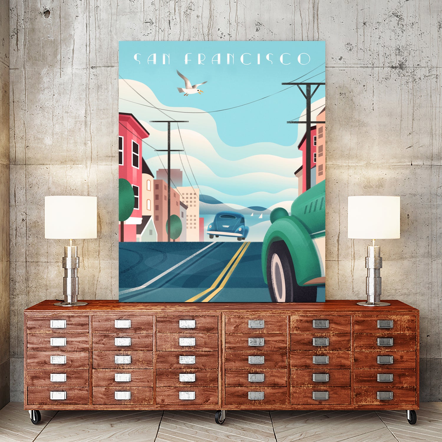 Art Deco San Francisco Car Chase by Martin Wickstrom on GIANT ART