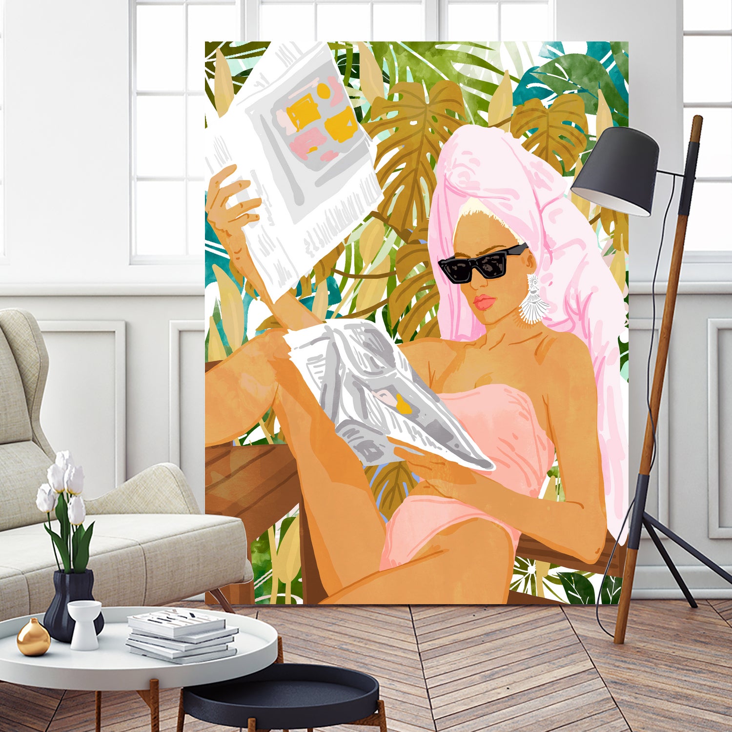 Vacay News by 83 Oranges on GIANT ART - white digital women reading