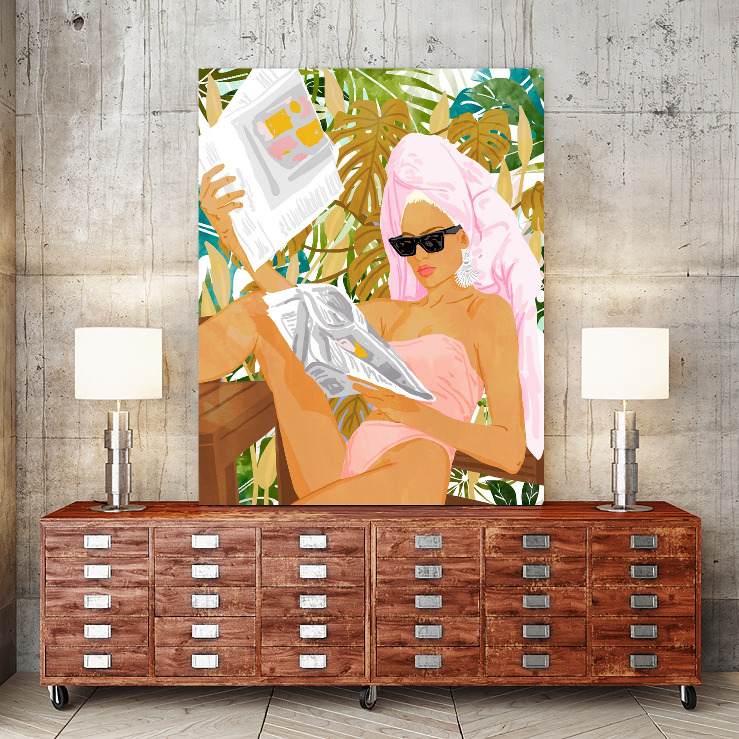 Vacay News by 83 Oranges on GIANT ART - white digital women reading