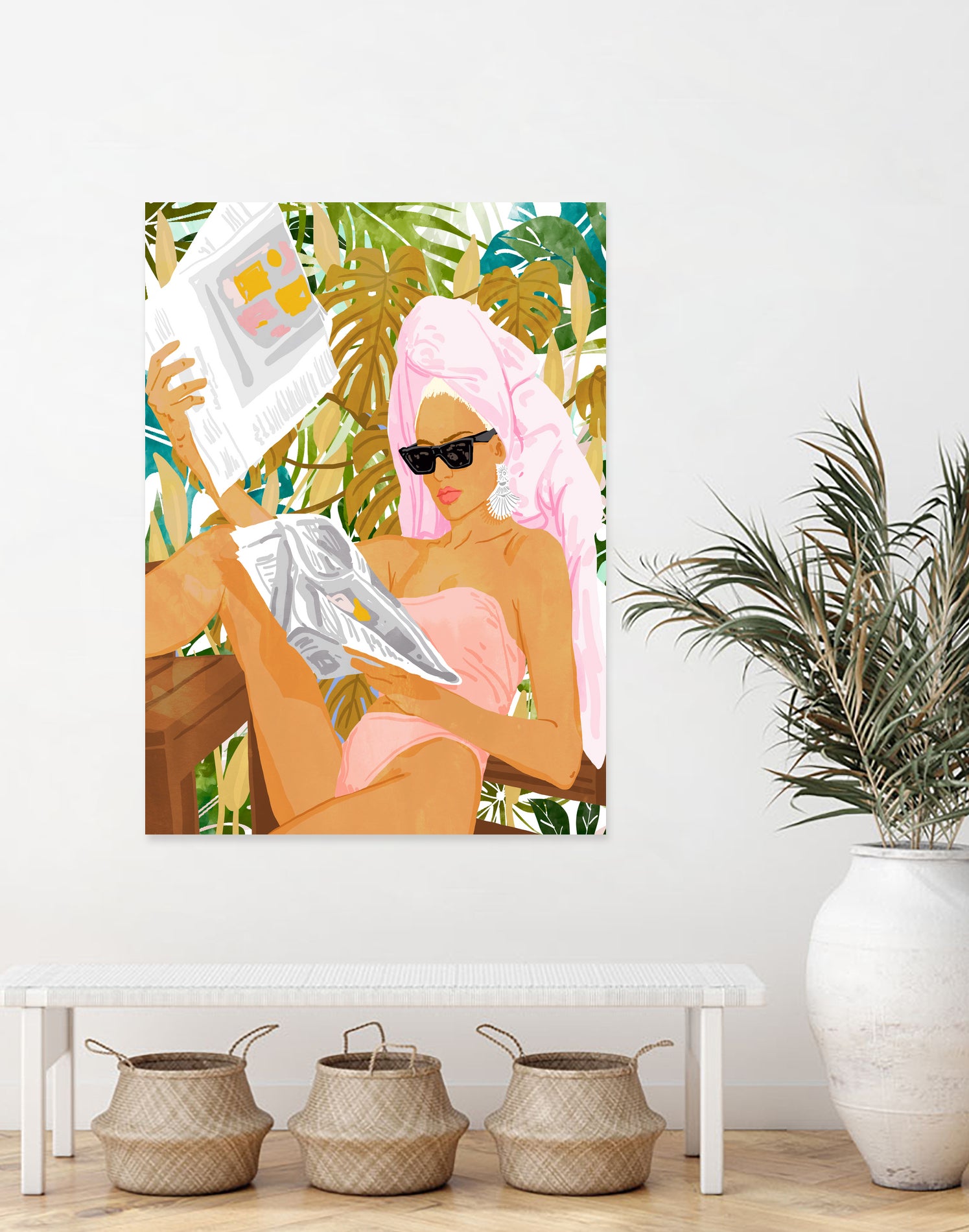 Vacay News by 83 Oranges on GIANT ART - white digital women reading