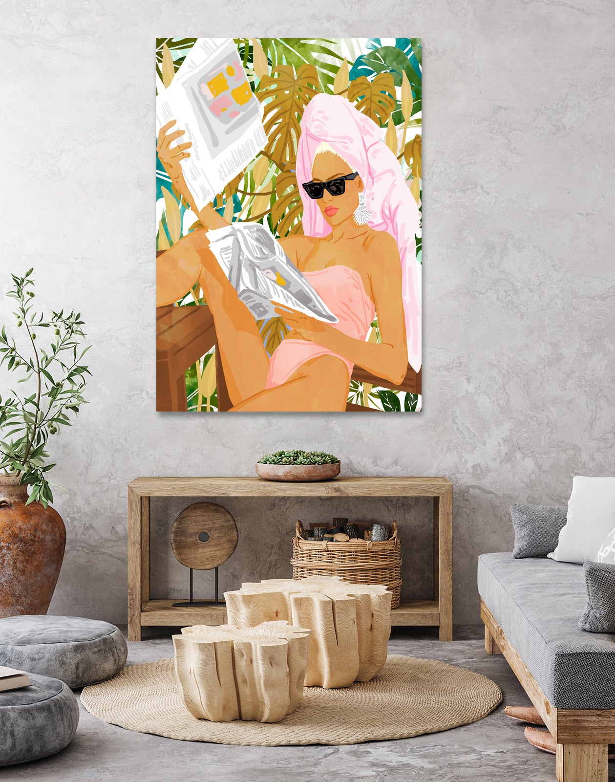 Vacay News by 83 Oranges on GIANT ART - white digital women reading