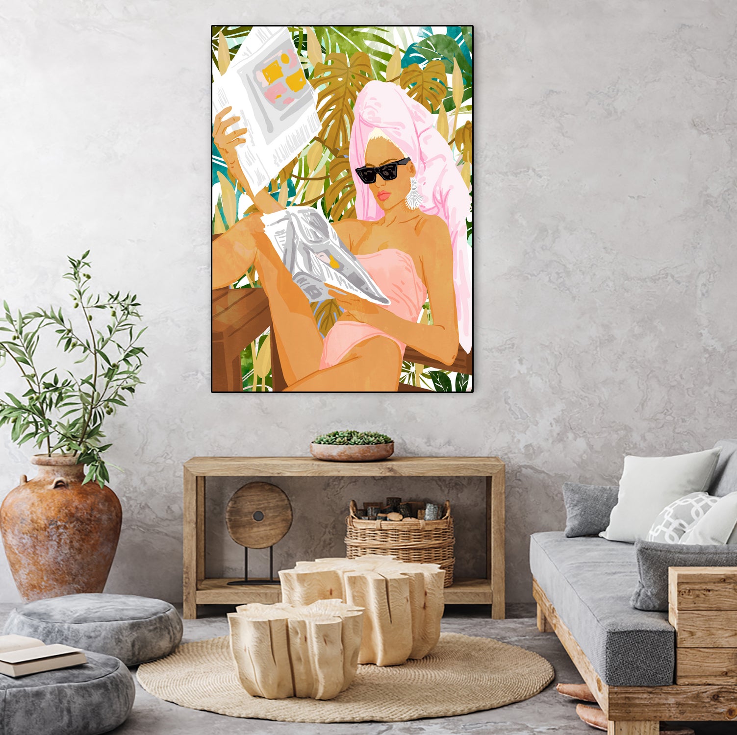 Vacay News by 83 Oranges on GIANT ART - white digital women reading