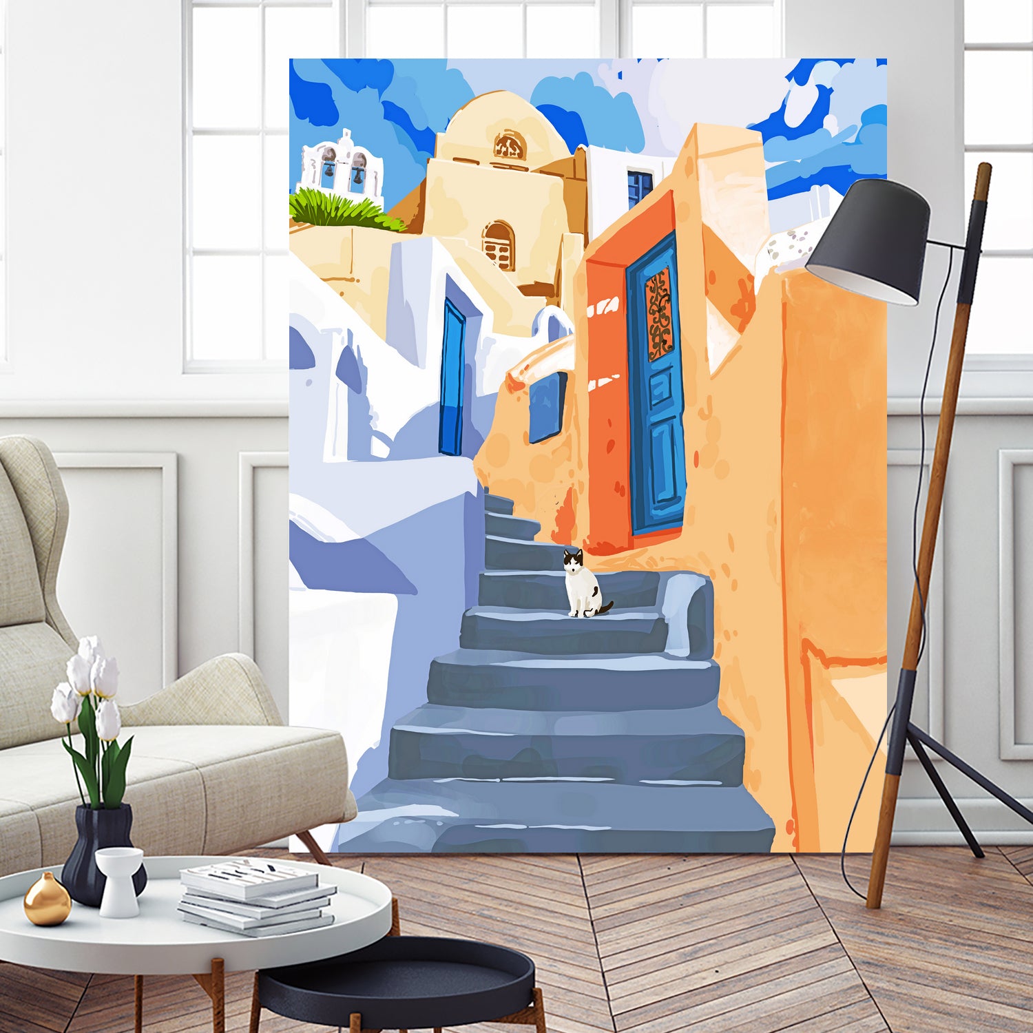 Cat in Greece by 83 Oranges on GIANT ART - orange digital greece