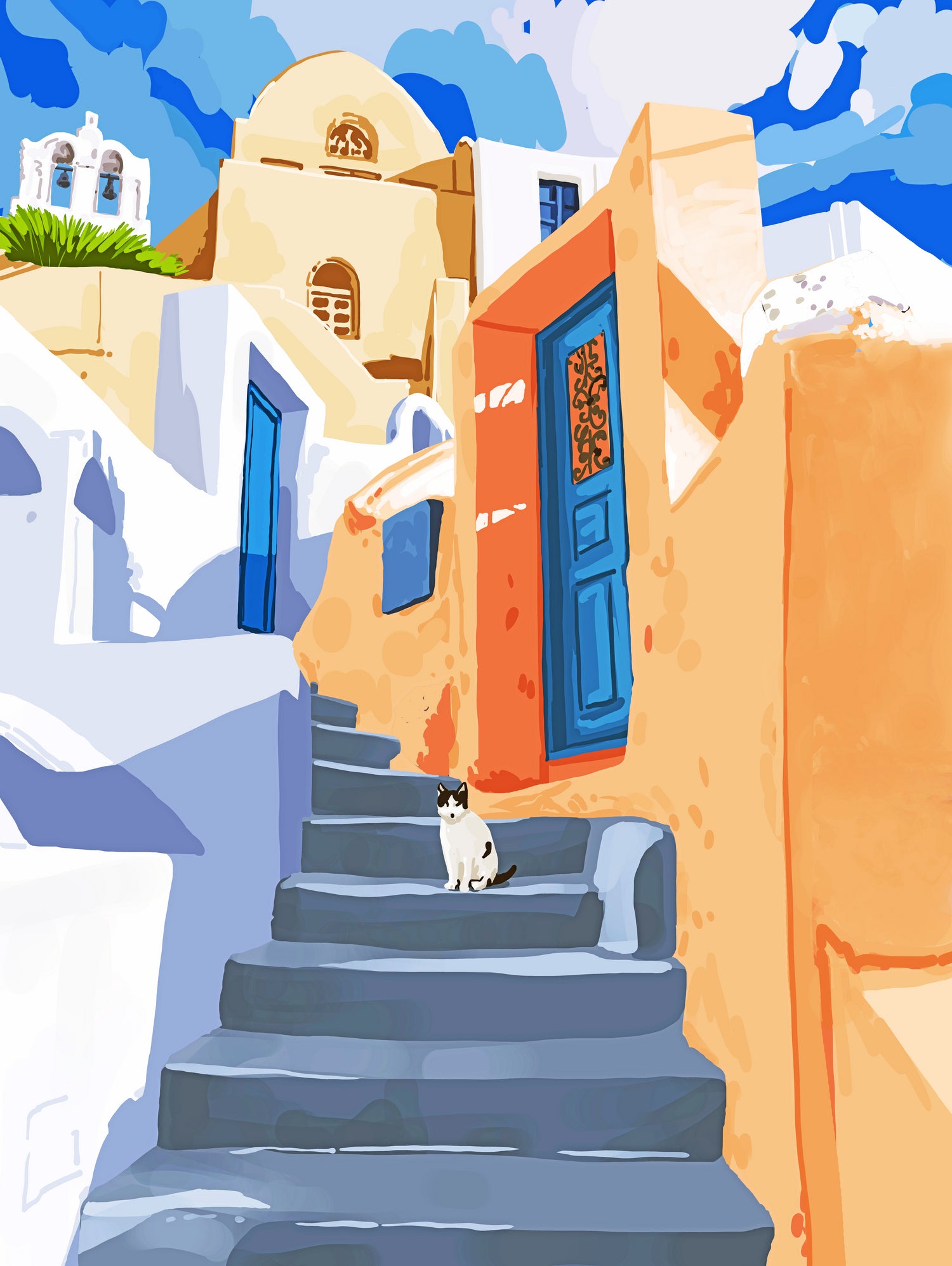 Cat in Greece by 83 Oranges on GIANT ART - orange digital greece