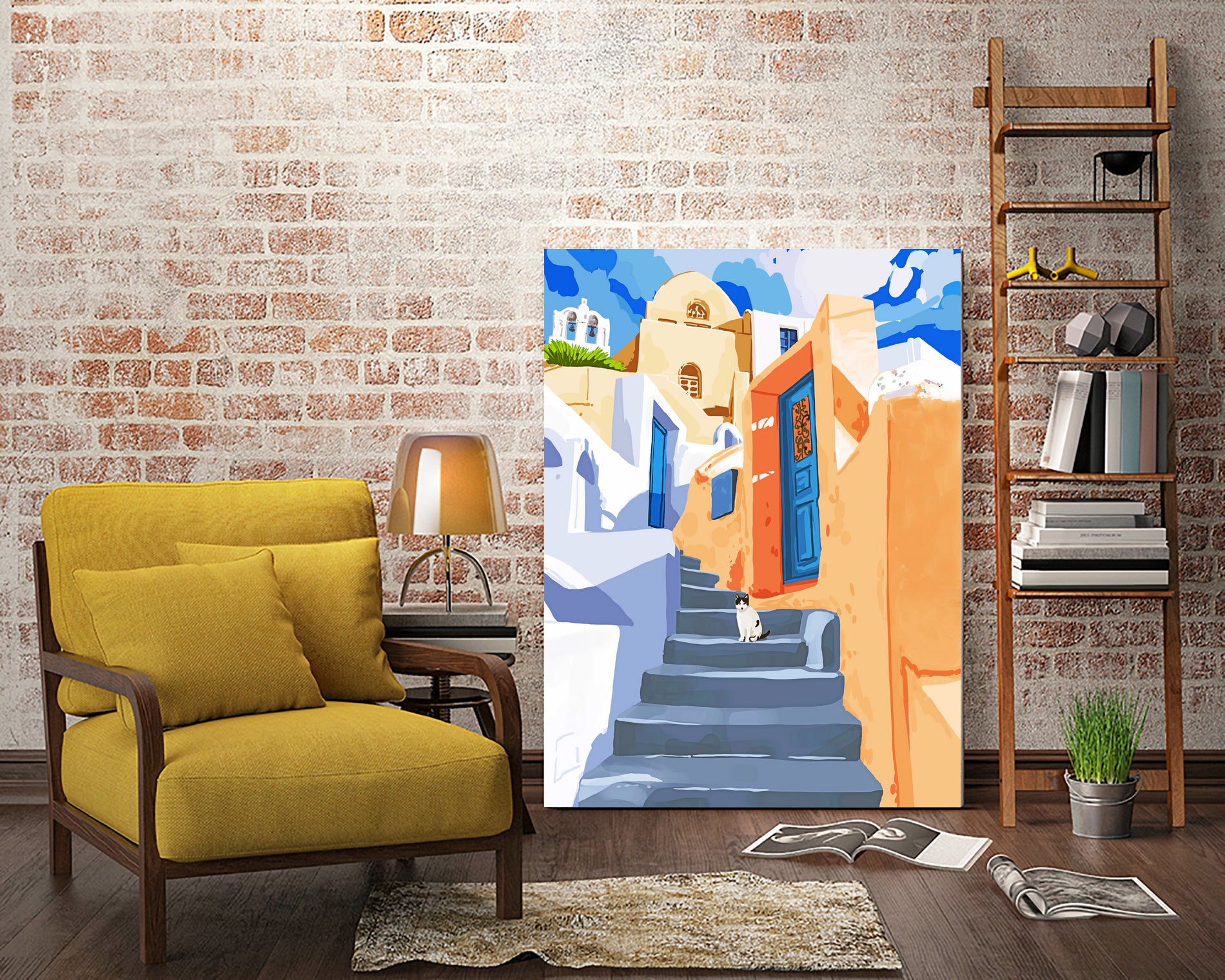 Cat in Greece by 83 Oranges on GIANT ART - orange digital greece