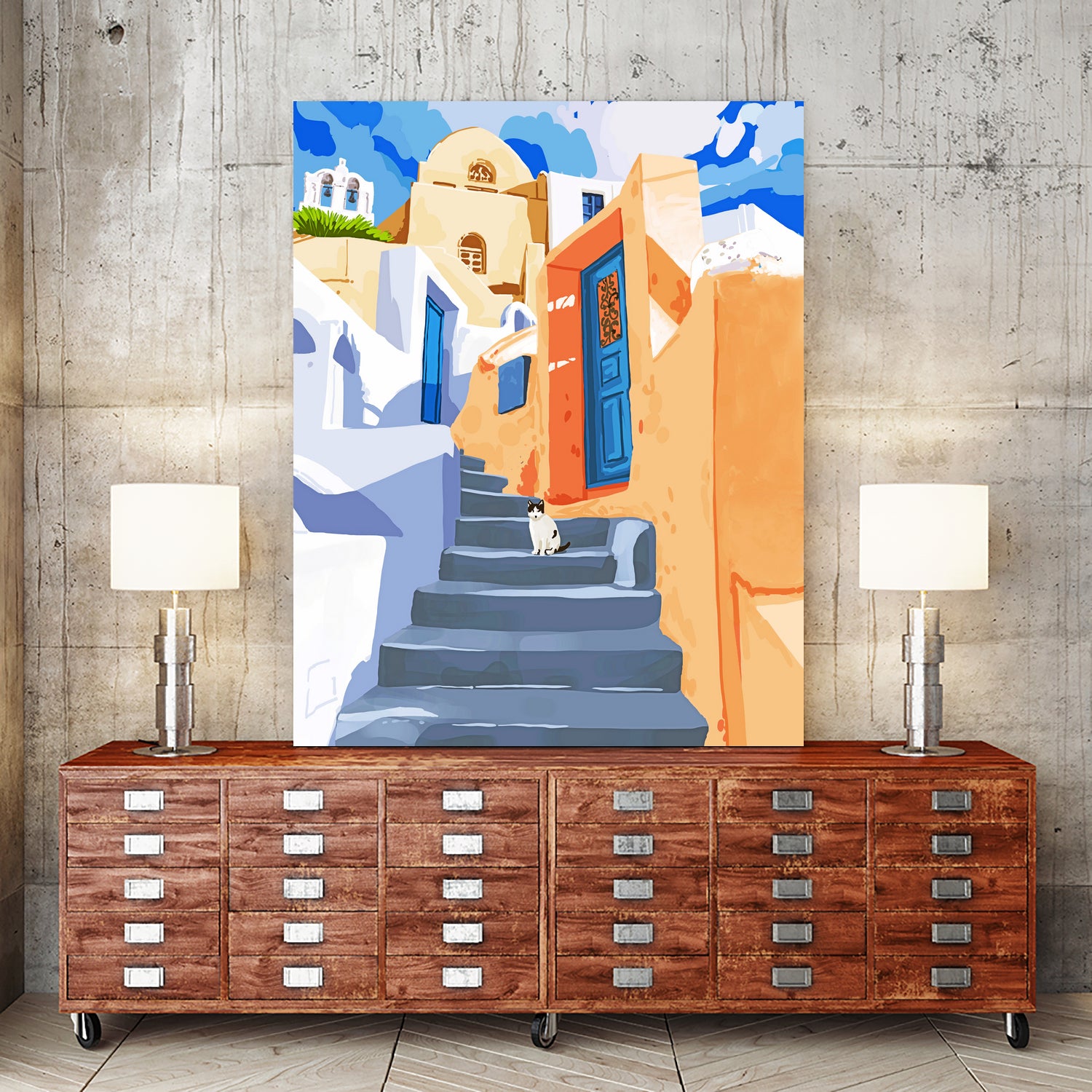 Cat in Greece by 83 Oranges on GIANT ART - orange digital greece