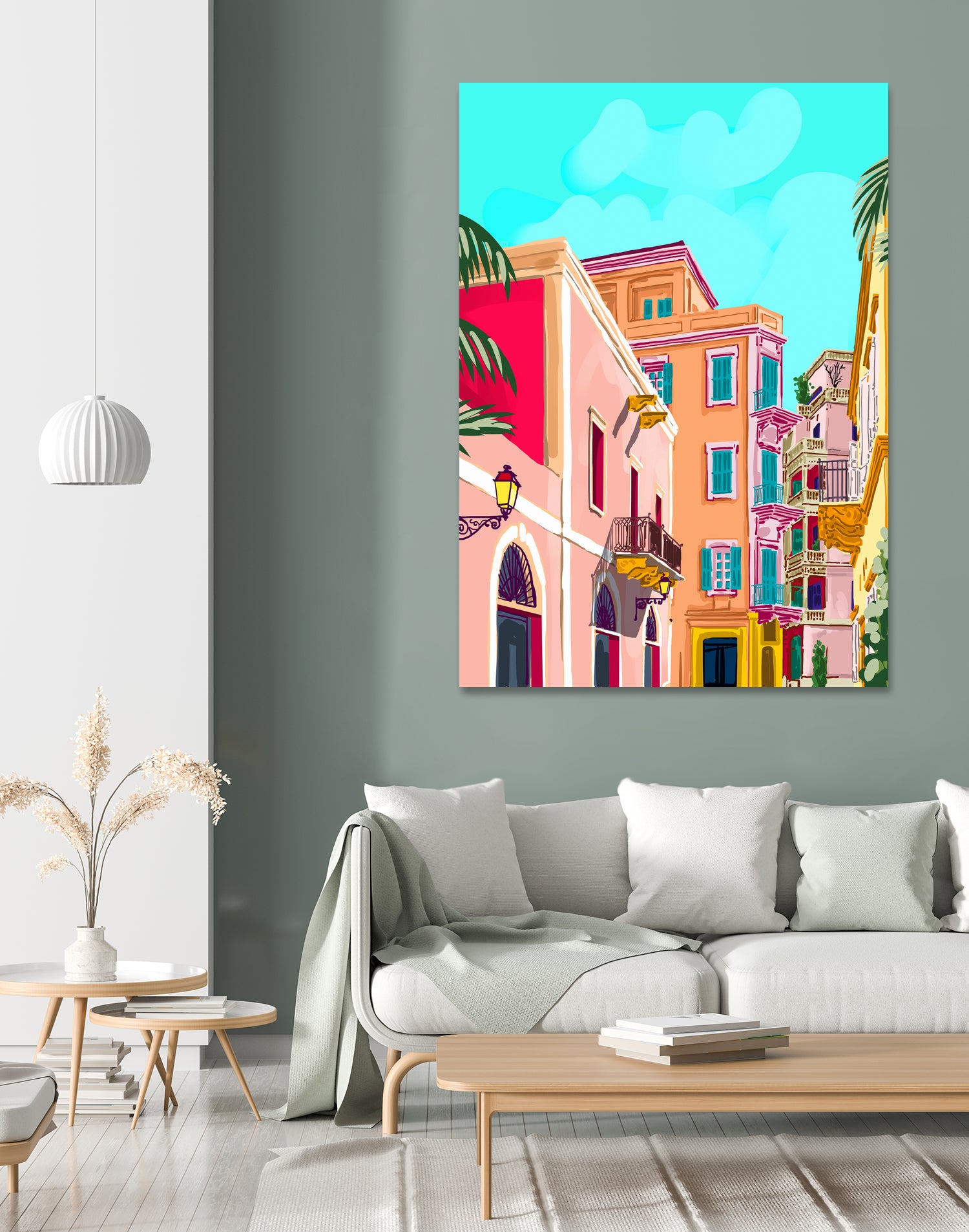 colorful houses by 83 Oranges on GIANT ART - pink landscape