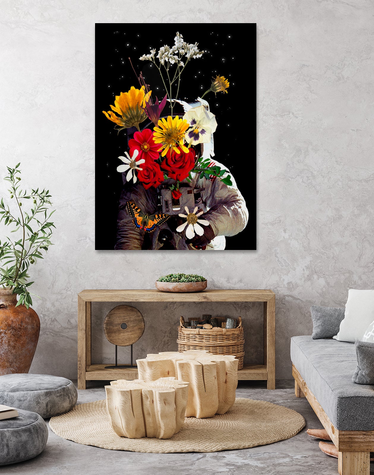 Astronaut with Flowers by Edson Ramos on GIANT ART