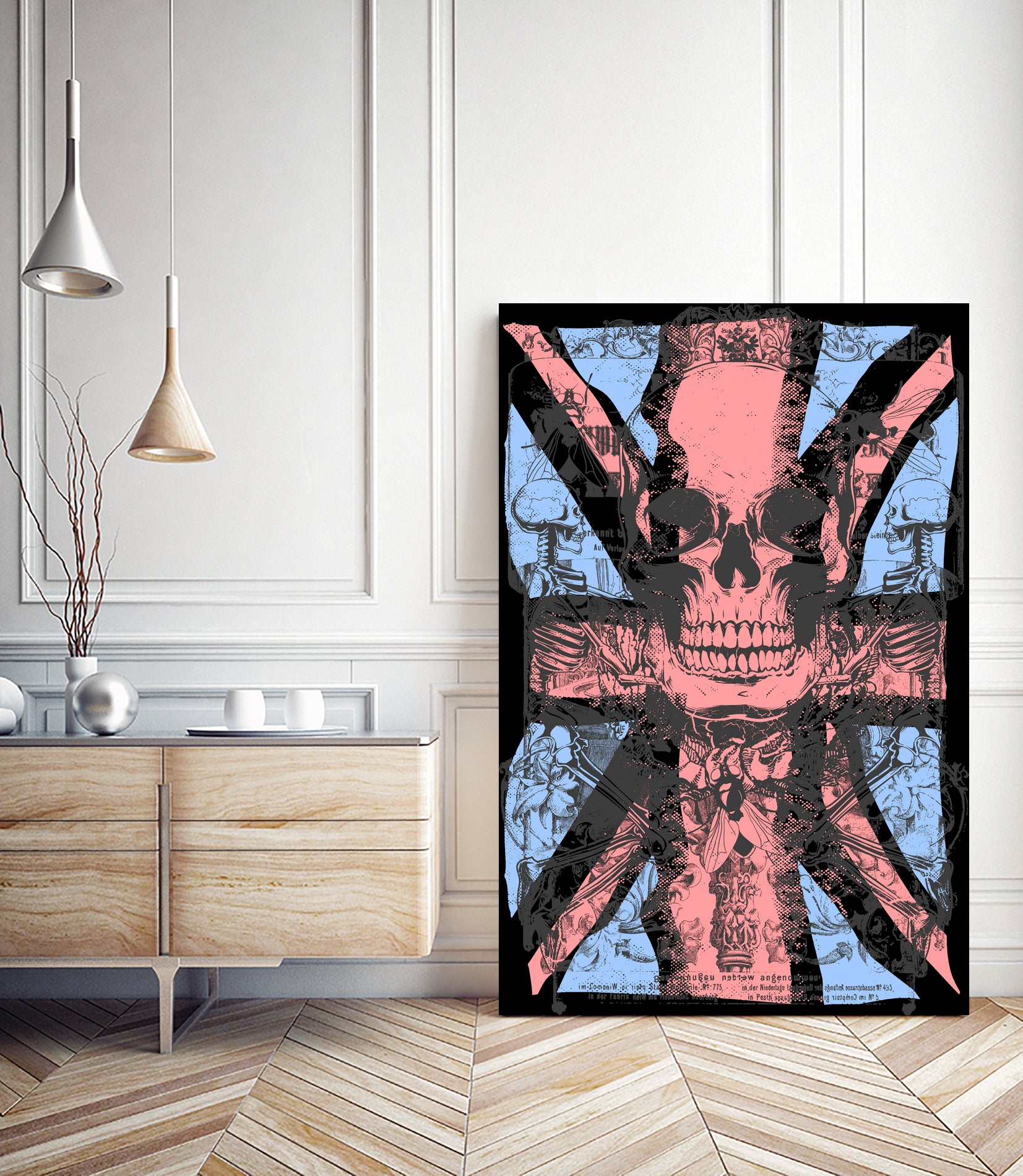 english flag skull by Sergio Marques on GIANT ART - red mixed media