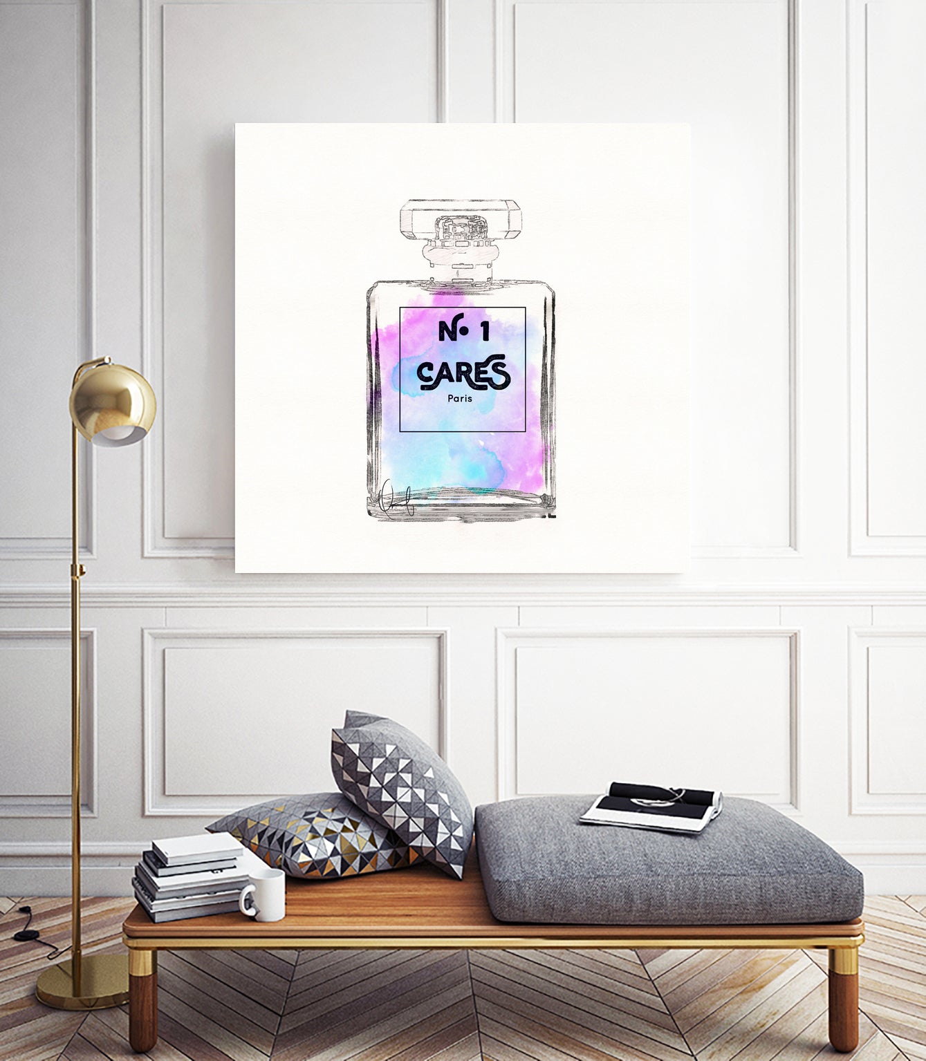 N.1 Cares Perfume-Watercolor by Oriana Cordero on GIANT ART - fuchsia digital drawing