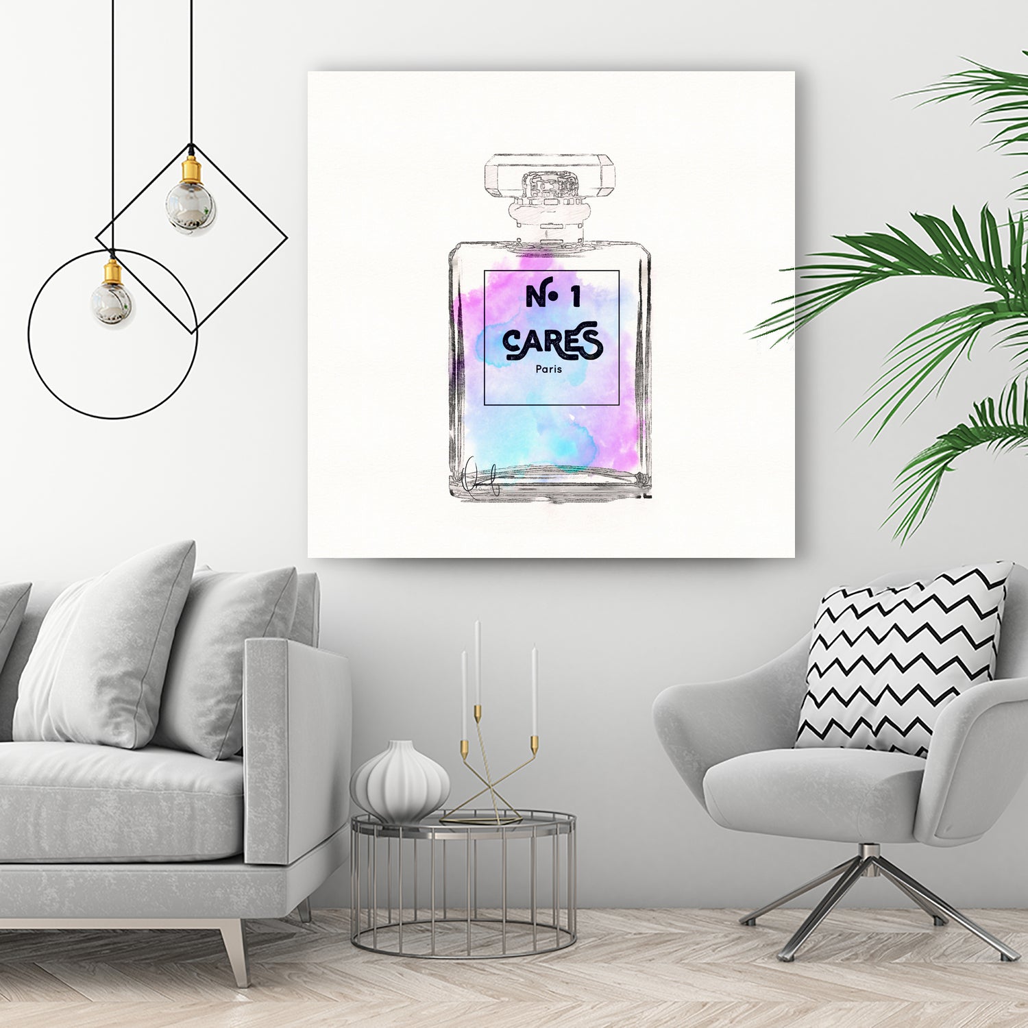 N.1 Cares Perfume-Watercolor by Oriana Cordero on GIANT ART - fuchsia digital drawing