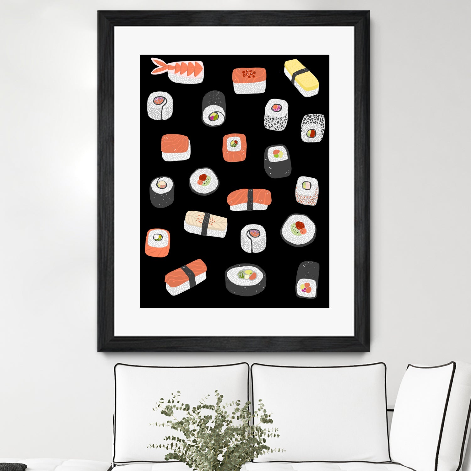 Sushi Roll Maki Nigiri Japanese Food Art by Nic Squirrell on GIANT ART - blue digital painting