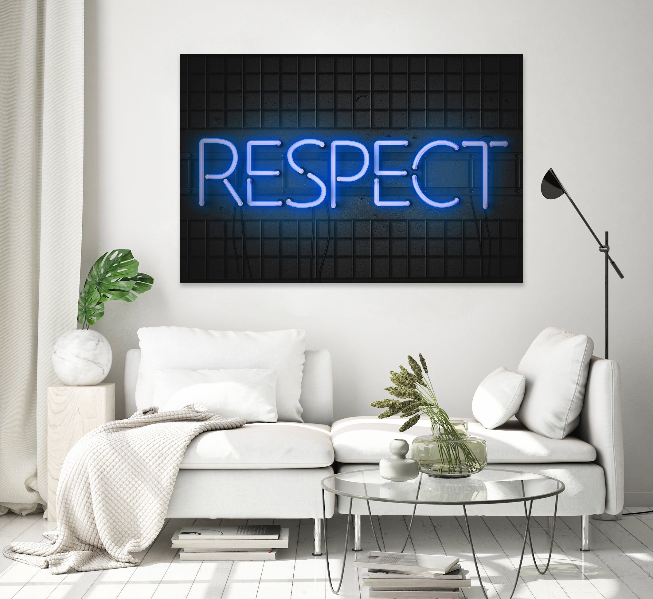 RESPECT – Neon Night by Art Frankenberg on GIANT ART - blue typography