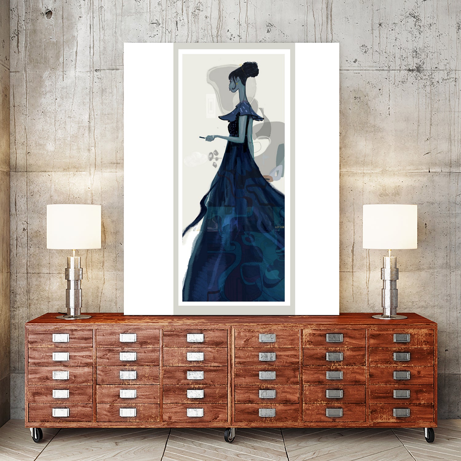 Rebecca 2 by Ed Bell on GIANT ART - blue digital drawing