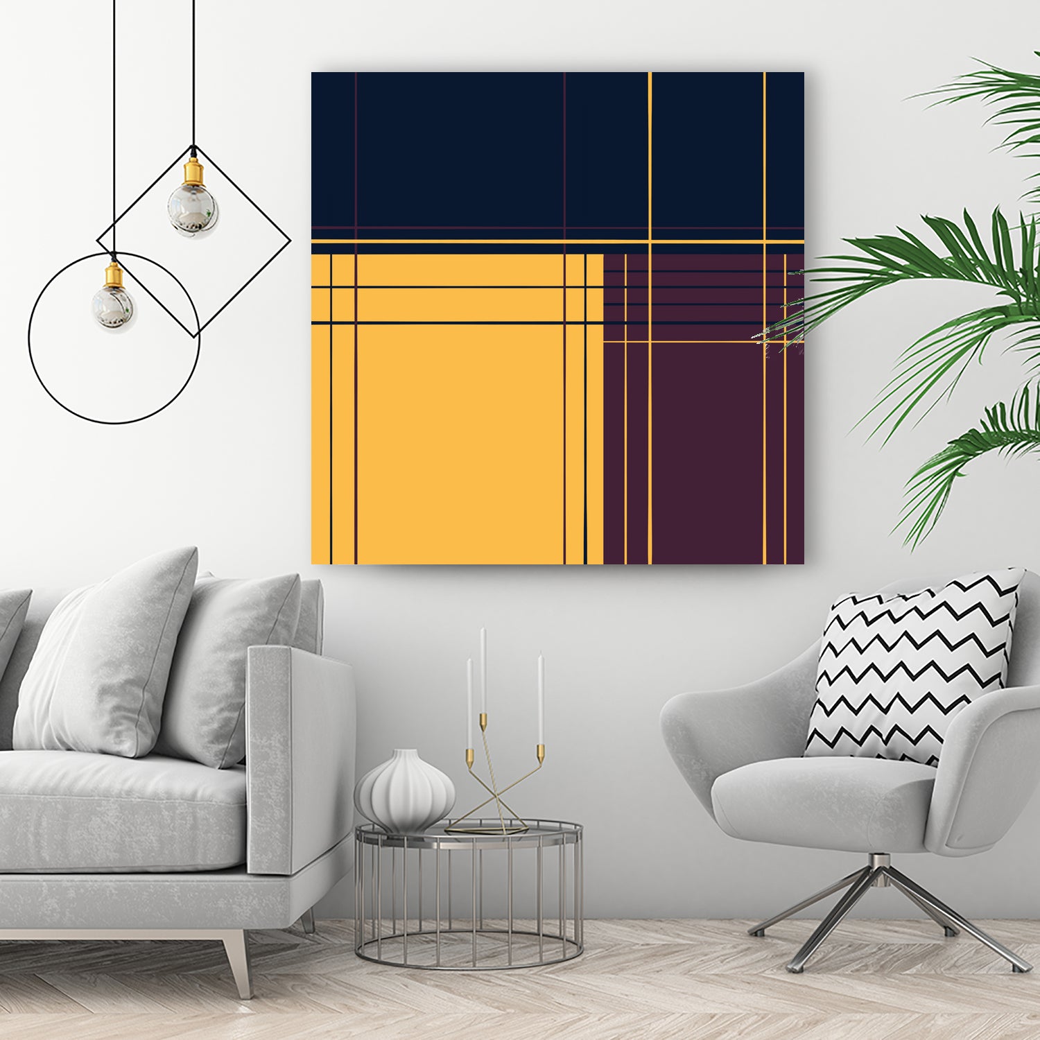 Abstract graphic I Dark blue Purple Yellow by Blerta Karahoda on GIANT ART - yellow digital drawing