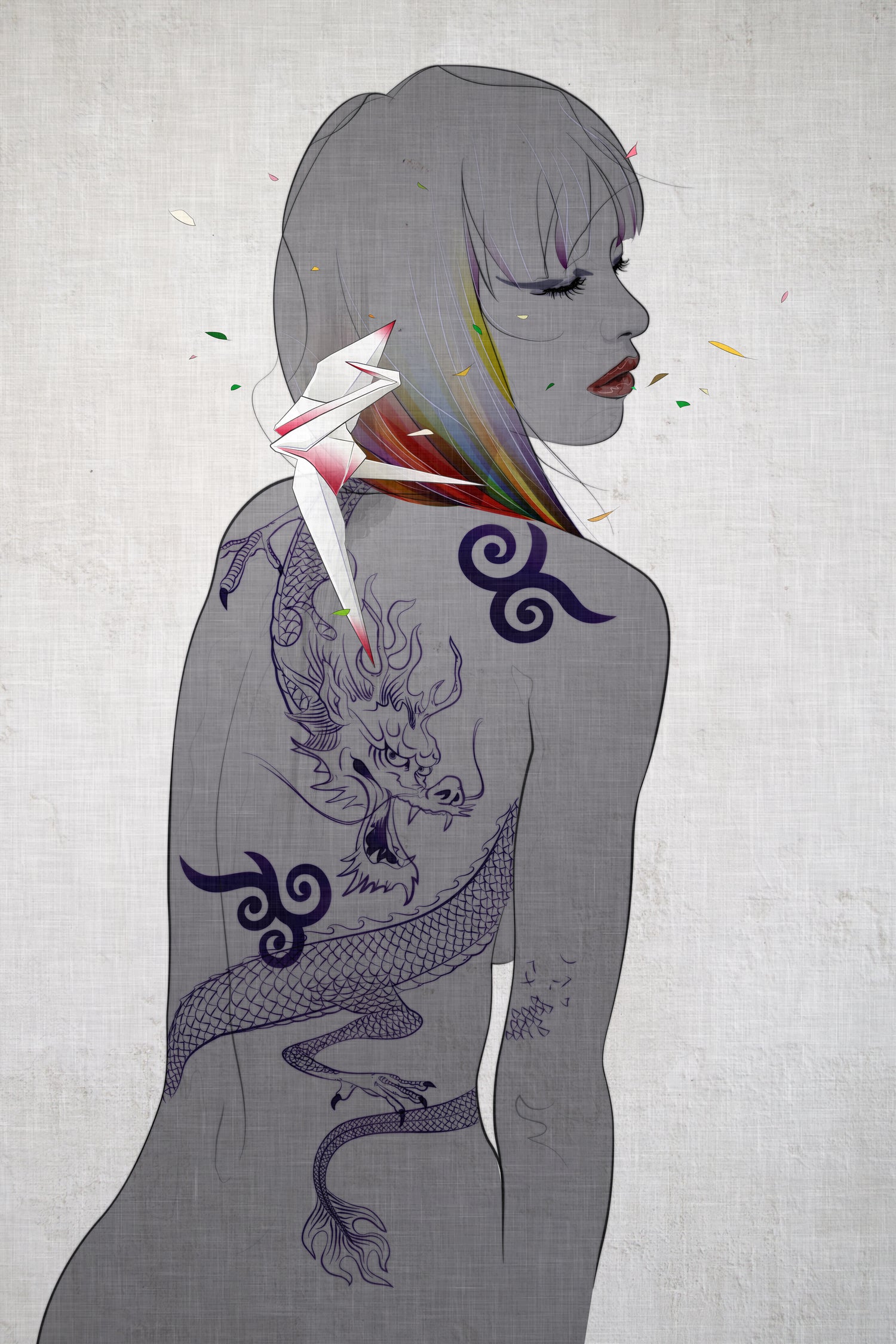 prayer of the dragon rider_inside by Yuichi Suzuki on GIANT ART - gray digital drawing